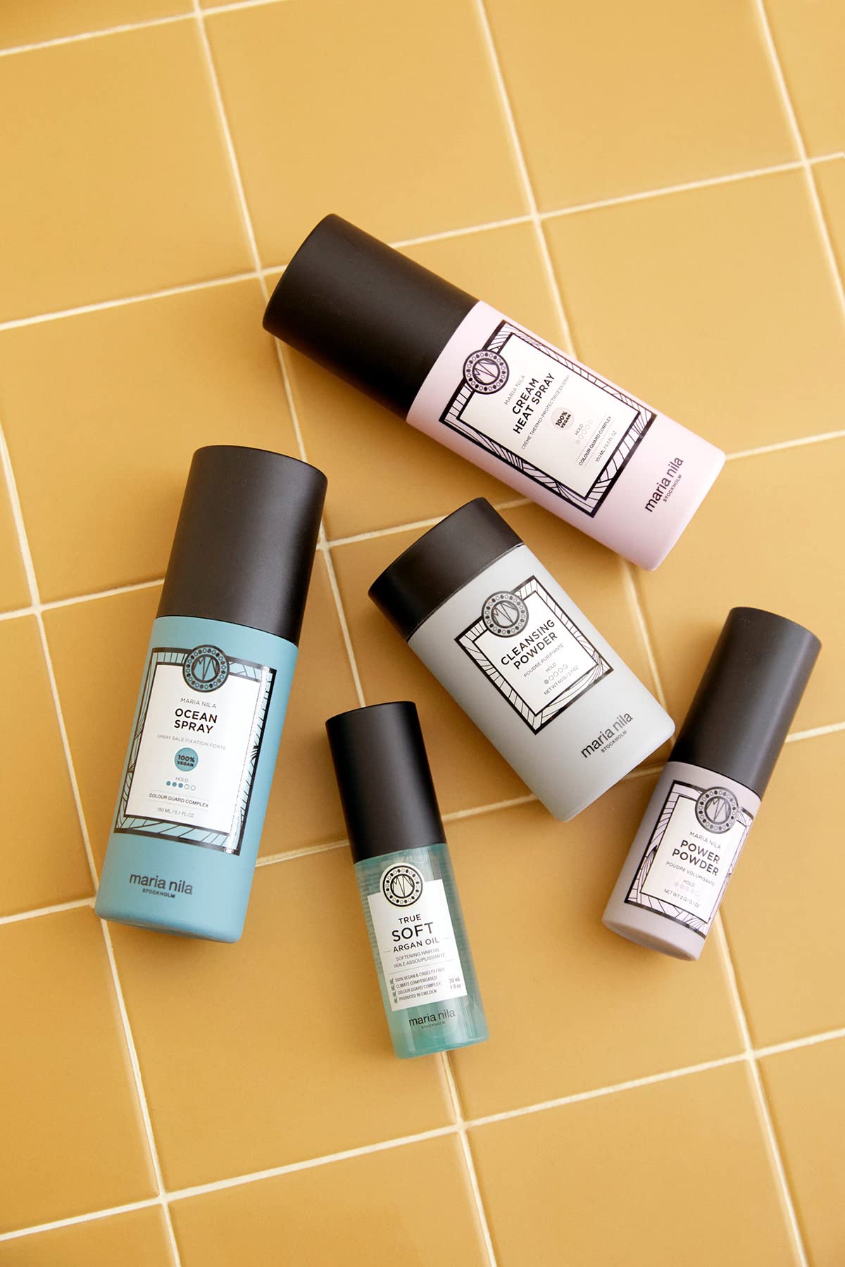 Sandy Brown Maria Nila, The Styling Beauty Bag, 5 Styling Products to get Creative with your Looks, 100% Vegan & Sulfate/Paraben free