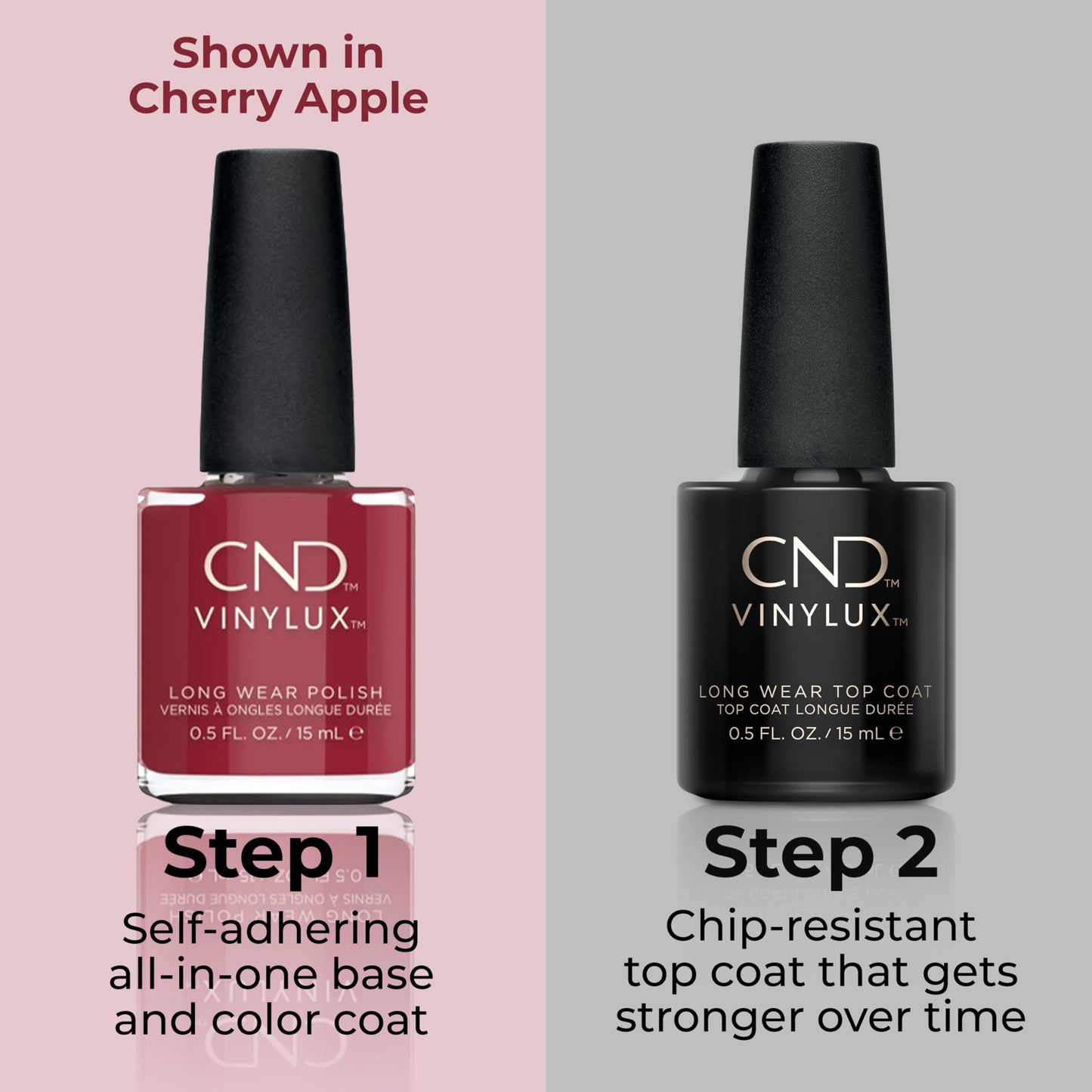 Gray CND Vinylux Longwear Red Nail Polish, Gel-like Shine & Chip Resistant Color, Rose-Mance, 0.5 fl. oz