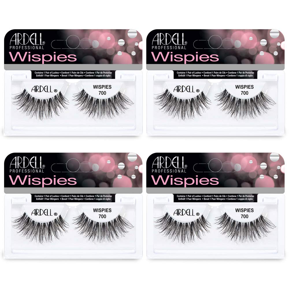 White Smoke Ardell Wispies 700 False Eyelashes – Natural Wispy Lashes for Women, Reusable Fake Lashes Strip, Feathered Look with Invisiband, 4 Pack