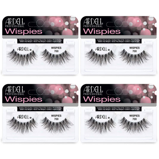 White Smoke Ardell Wispies 700 False Eyelashes – Natural Wispy Lashes for Women, Reusable Fake Lashes Strip, Feathered Look with Invisiband, 4 Pack