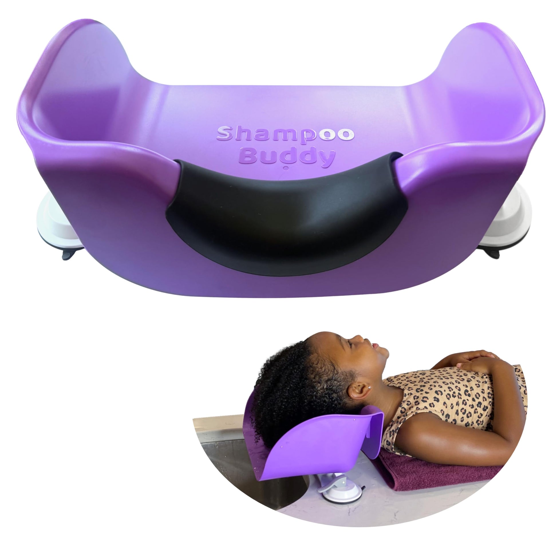 White Smoke Shampoo Buddy Portable Hair Wash Basin for Children, Toddlers, Kids, Teens | Portable Shampoo Bowl for use on Bathtub or Sink (Purple)
