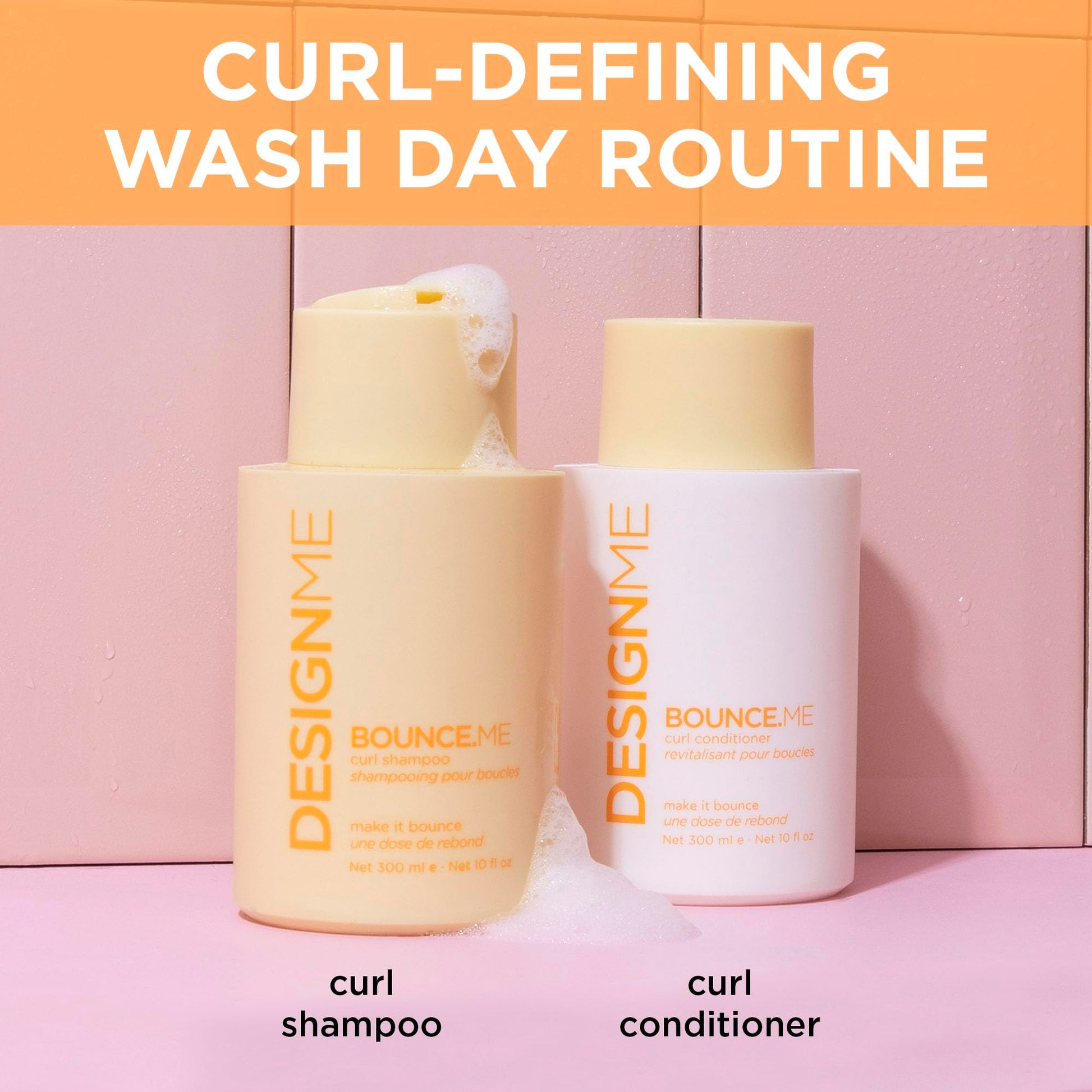 Light Pink Design.Me BOUNCE.ME Shampoo | Curl-Defining, Anti-Frizz Formula for All Curl Types| Nourishing with Kukui Nut Seed and Buriti Oil | Boost Shine, Moisturizes Hair