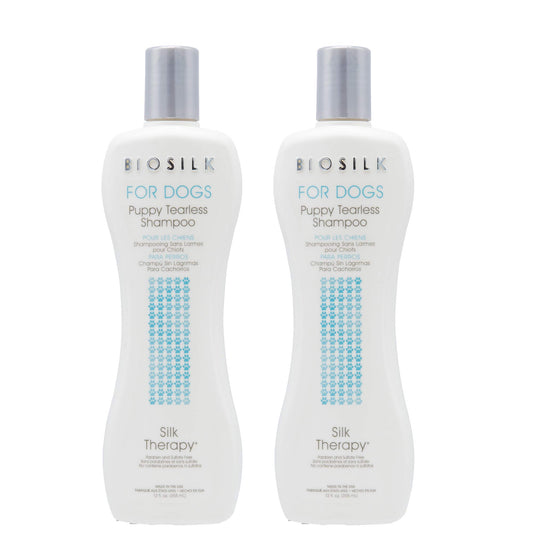 White Smoke BioSilk for Dogs Puppy Tearless Shampoo, Gentle Dog Wash with Silk Proteins, Paraben and Sulfate Free Formula Helps Clean and Condition Coats for Puppies and Dogs, 12 Fl Oz - 2 Pack