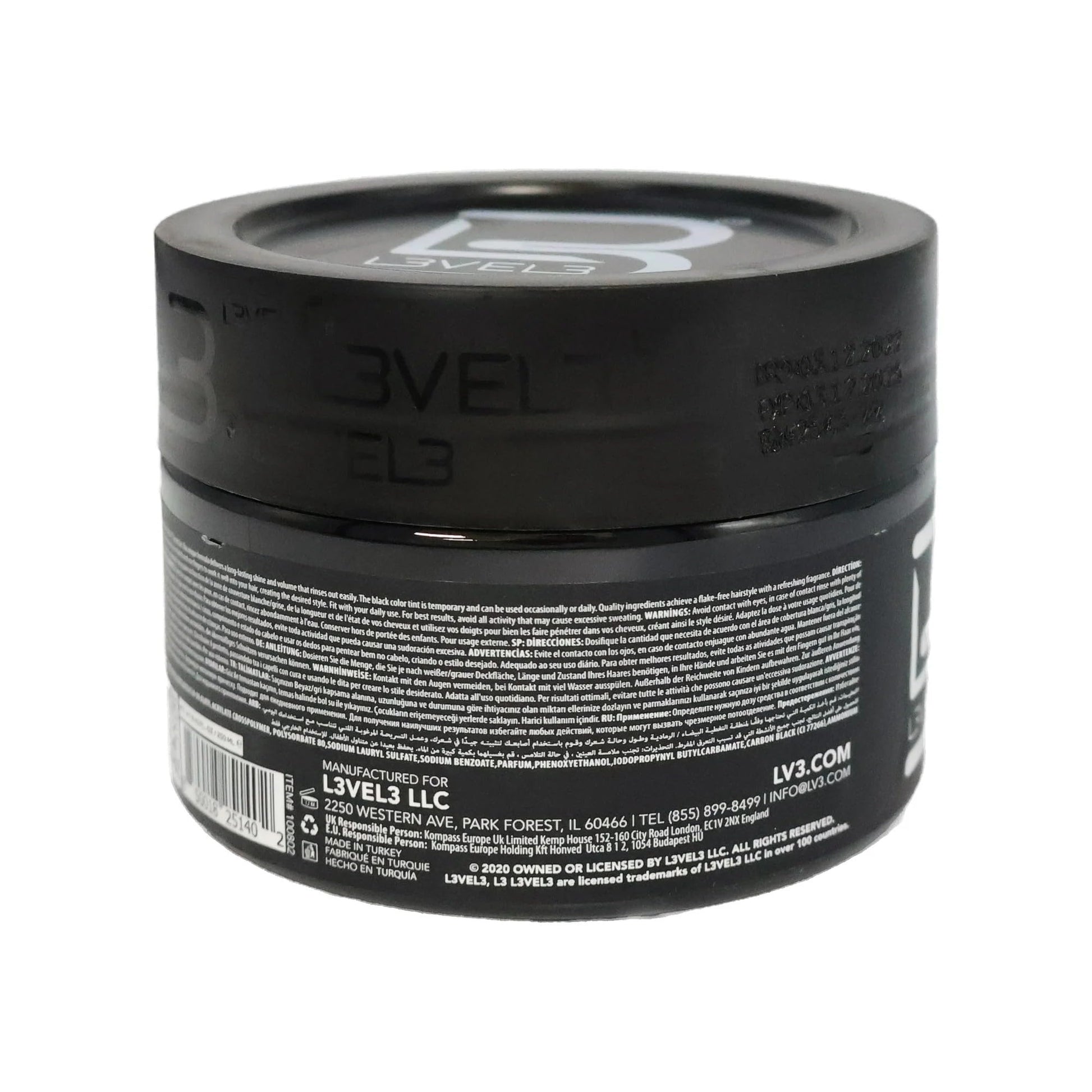 Dark Slate Gray L3 Level 3 Black Tinted Hair Gel – Cover Grays Instantly & Style with Strong Hold | Adds Volume, Texture & Shine | Semi-Permanent, Flake-Free Formula