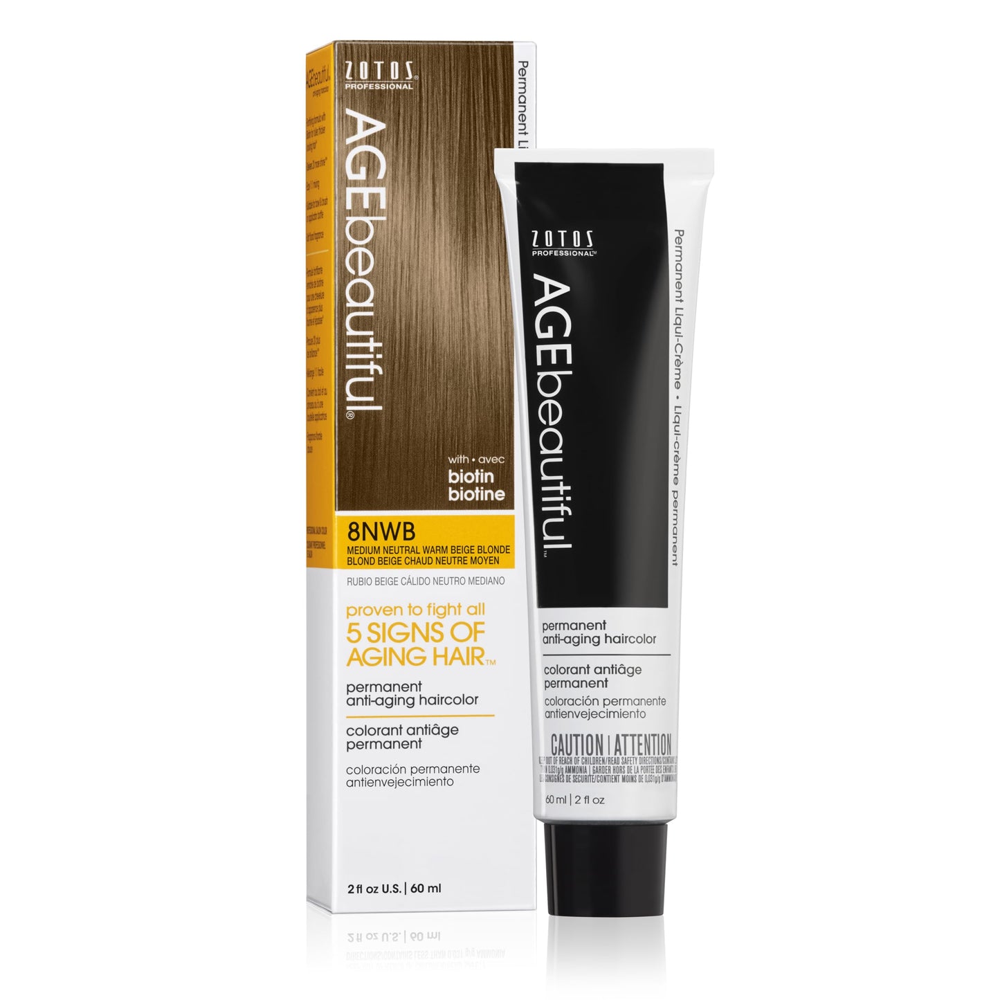 White Smoke AGE beautiful Permanent Hair Color Dye Liqui Creme | 100% Gray Coverage | Anti-Aging Haircolor | Biotin for Thicker, Fuller Hair | Professional Salon Coloring | 8NWB Medium Neutral Warm Beige Blonde