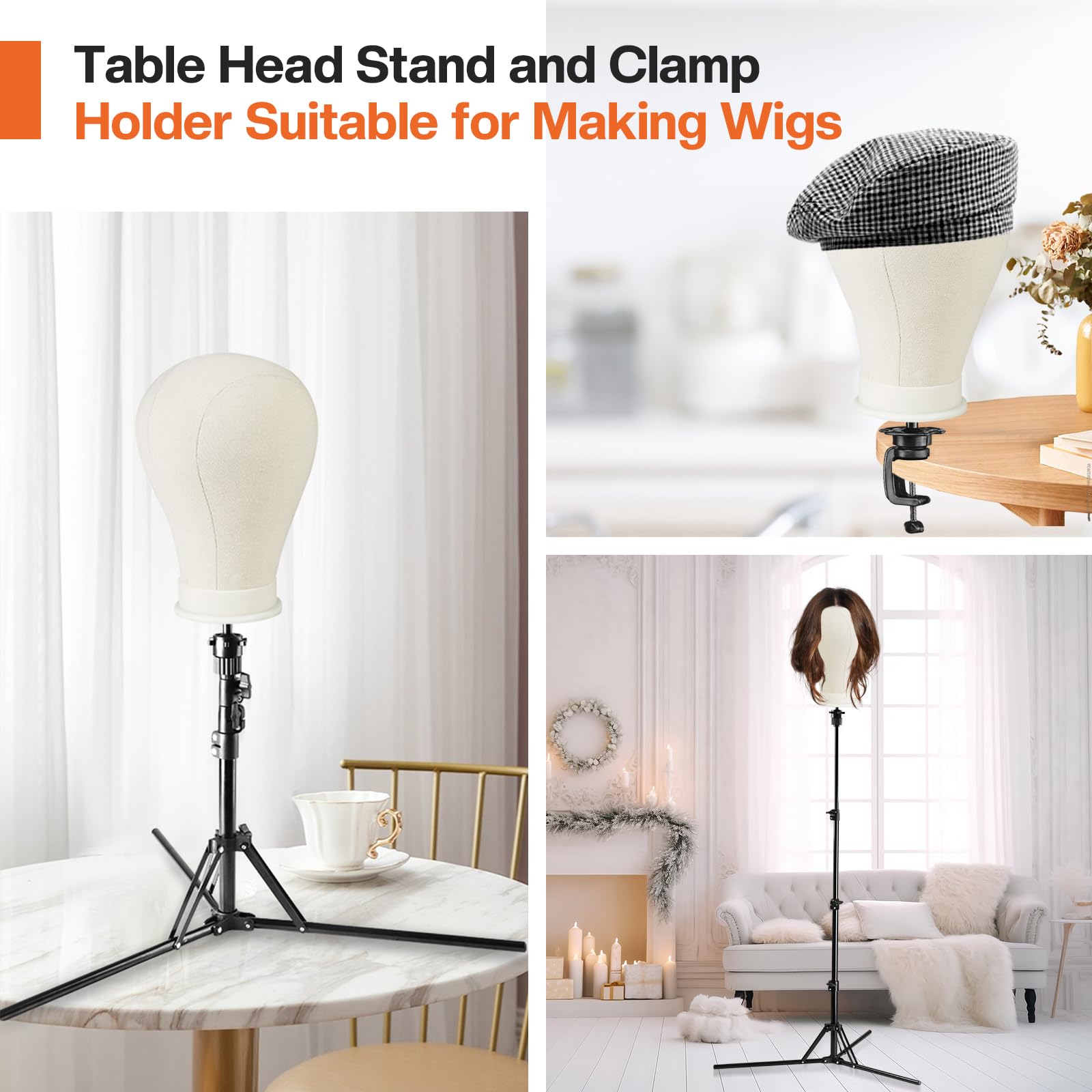 White Smoke Neverland Beauty & Health 23 Inch Wig Head, Wig Stand Tripod with Head, Wig Head Stand with Mannequin Head for Wigs, Wig Stand with Head, Adjustable Tripod Manikin Head Set for Cosmetology(White)