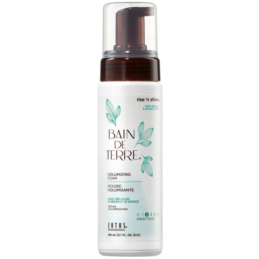 Lavender Bain de Terre Rise N' Shine Volumizing Foam, Lightweight Medium Hold & Volume with Argan & Monoi Oils, Paraben-Free, Color-Safe, Vegan, 6.7 Fl Oz