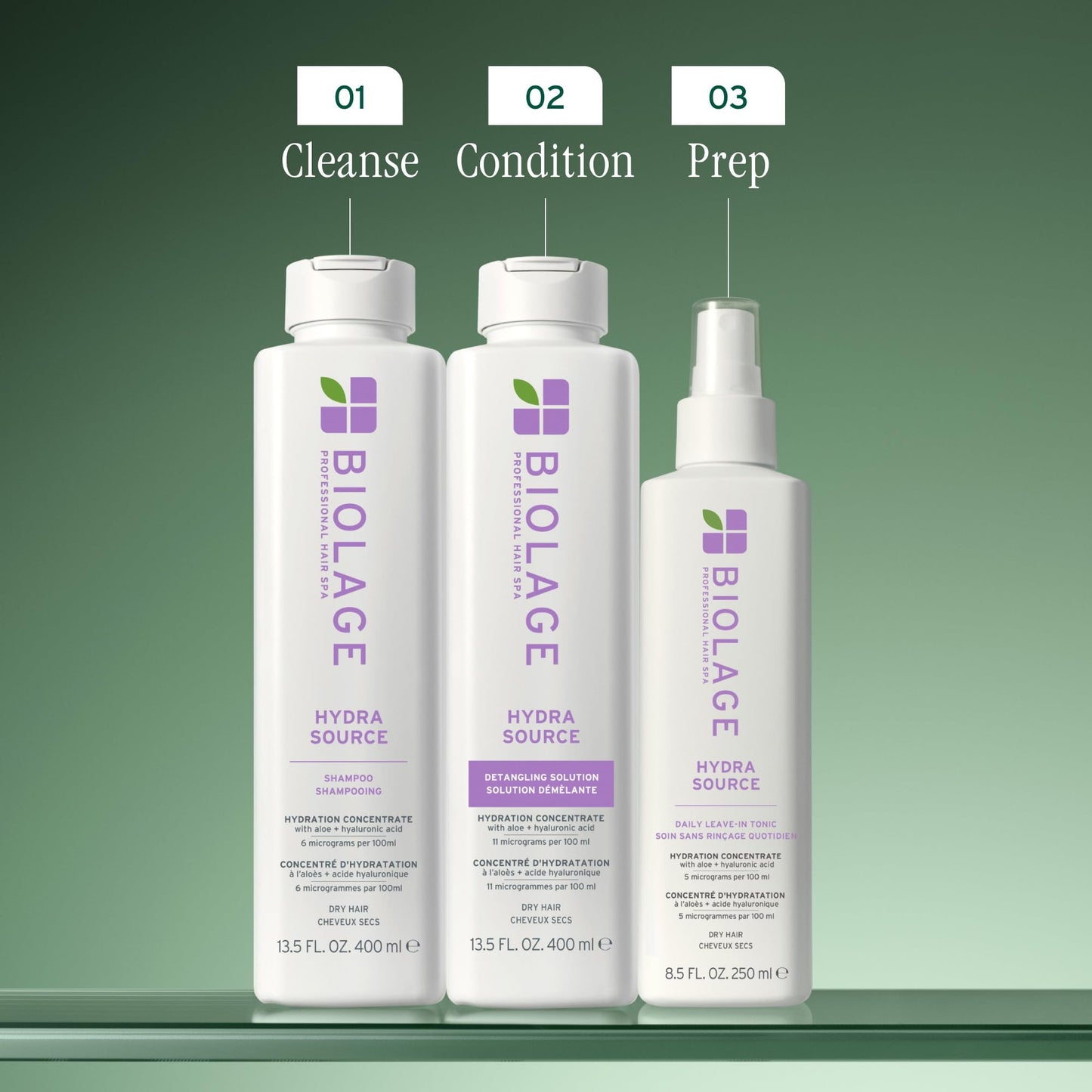 Light Gray Biolage Hydra Source Detangling Solution - Conditions, Instantly Detangles & Controls Static, For Dry Hair, With Micro-Filtered Aloe Vera & Fermented Hyaluronic Acid, 13.5 Fl Oz, Packaging may vary