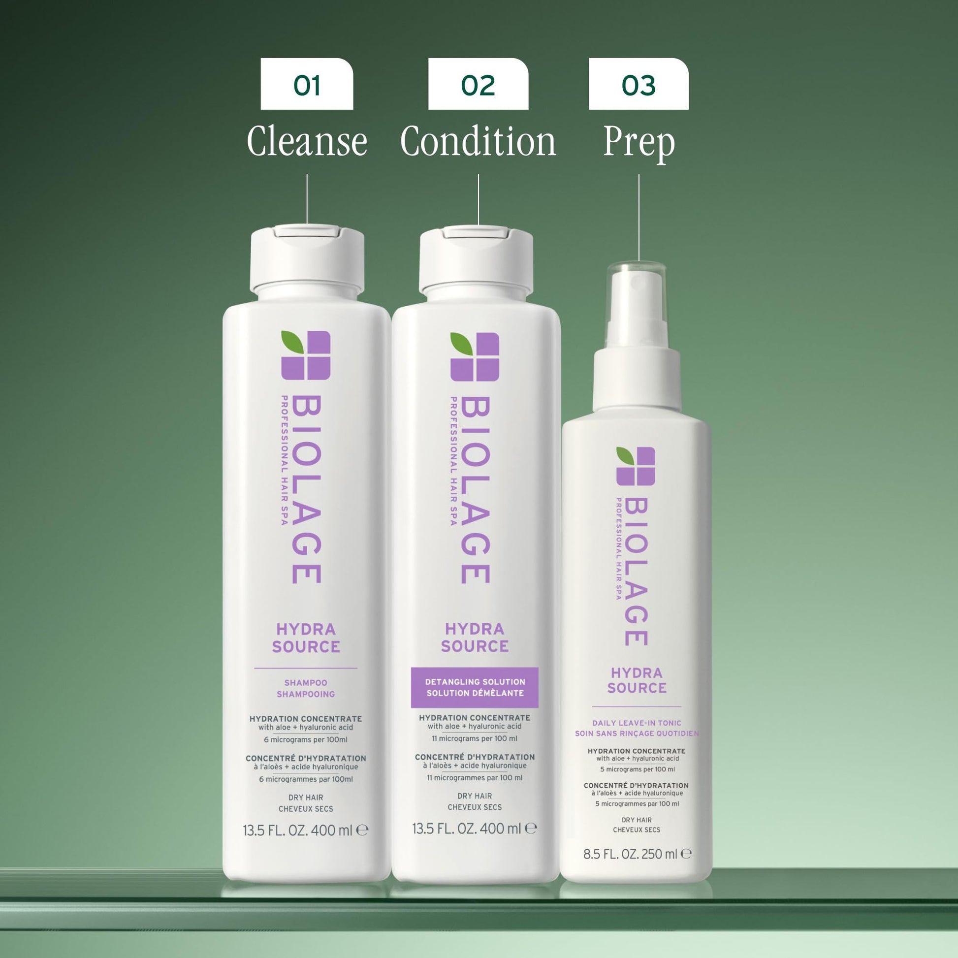 Light Gray Biolage Hydra Source Detangling Solution - Conditions, Instantly Detangles & Controls Static, For Dry Hair, With Micro-Filtered Aloe Vera & Fermented Hyaluronic Acid, 13.5 Fl Oz, Packaging may vary