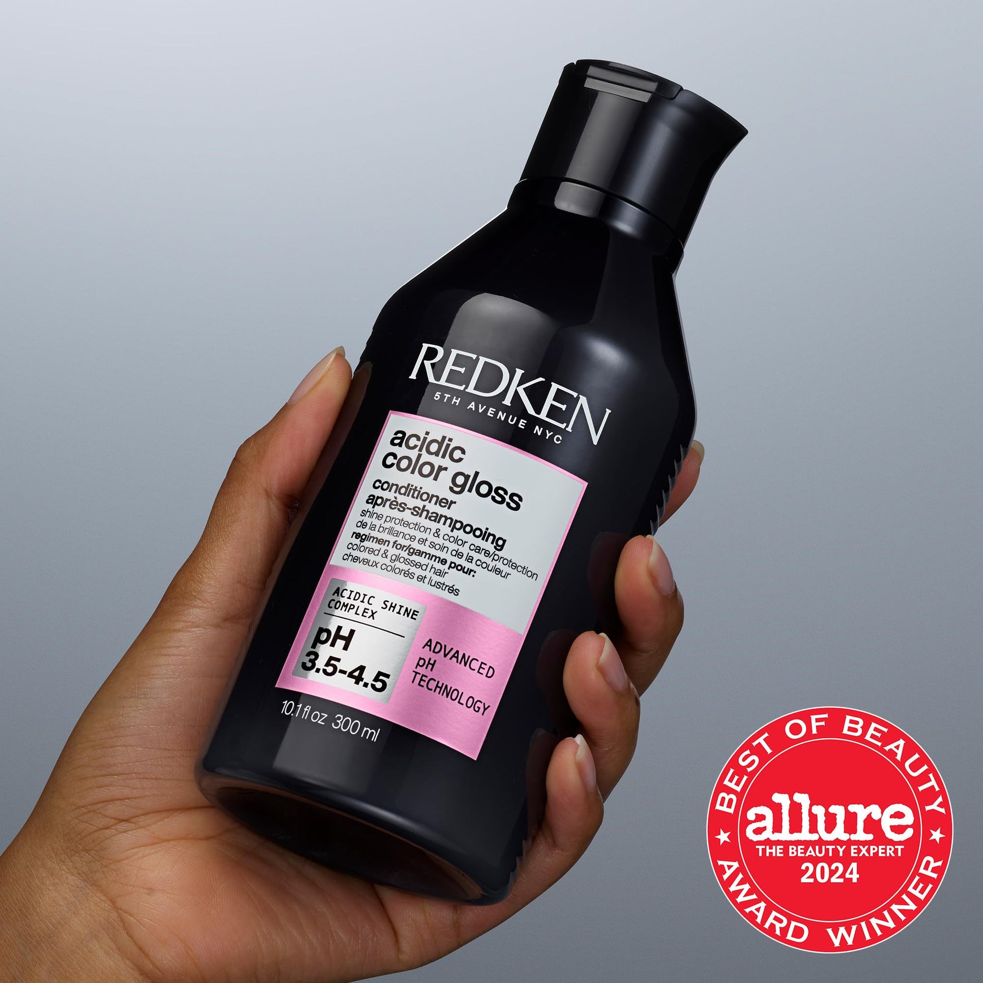 Gray Redken Acidic Color Gloss Conditioner - Protects Vibrancy, Salon-Grade Hair Shine, For Color-Treated Hair, 10.1 Fl Oz