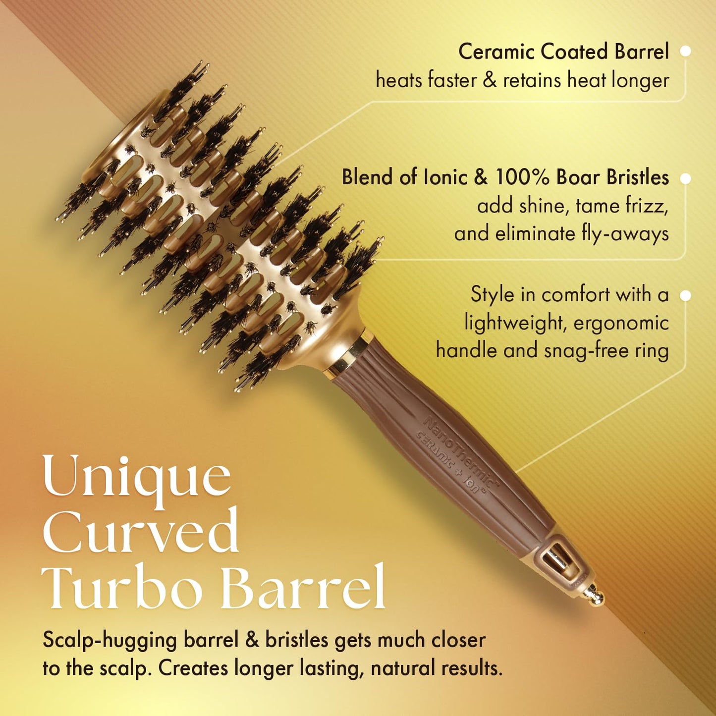 Sandy Brown Olivia Garden NanoThermic Contour Vent Combo Hair Brush NT-CVL (Large 3 1/8")