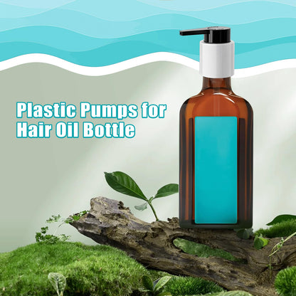 Gray LSAUVWN 2PCS Dispenser Pump Replacement Compatible with MOROCCANOIL Treatment 1.7/3.4/4.2 Fl Oz (Not for Travel Size), Plastic Pumps Head with Lock Clip for Hair Oil Bottle (Bottle Not Included)