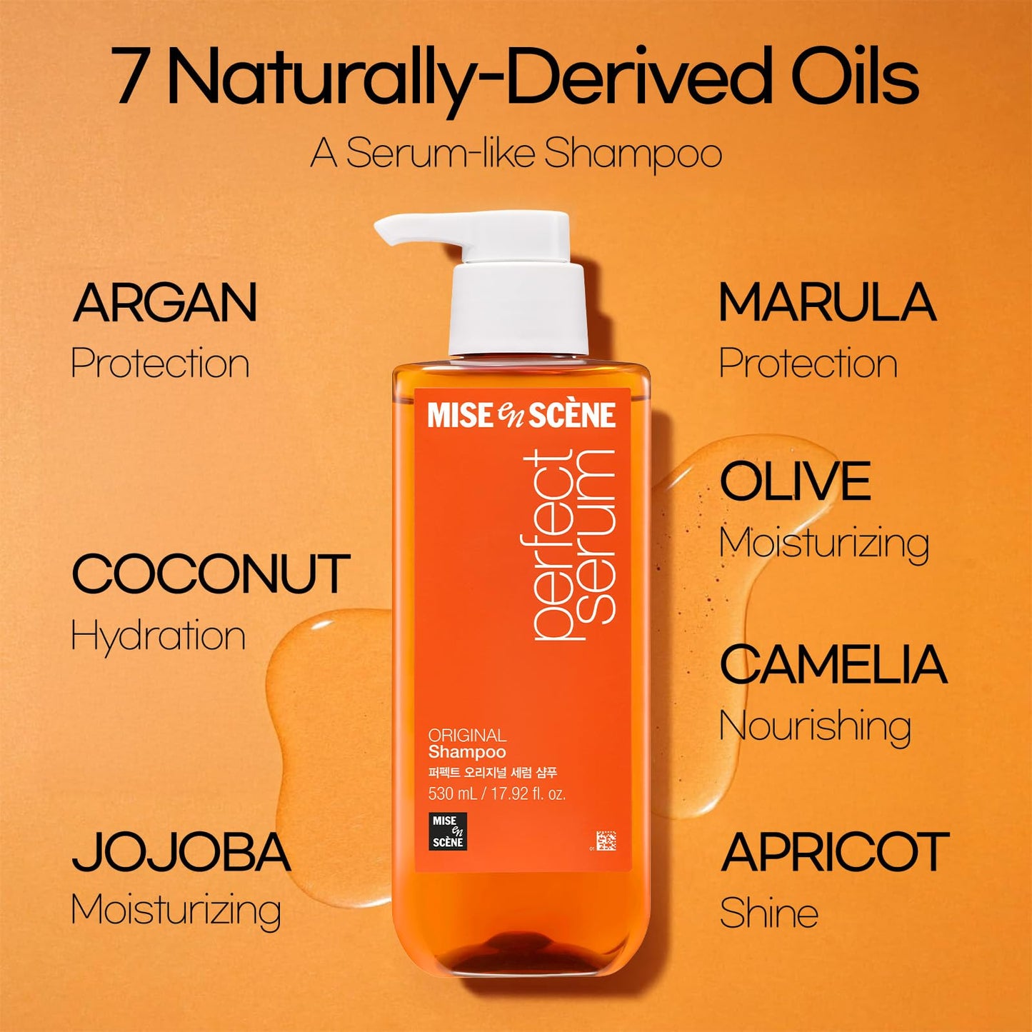 Sandy Brown Mise En Scene Perfect Serum Original Shampoo For Damaged Hair - KoreanShampoo with Moroccan Oil, Jojoba Seed, Damage Care MoroccanOil HairProducts | 17.92 Fl Oz