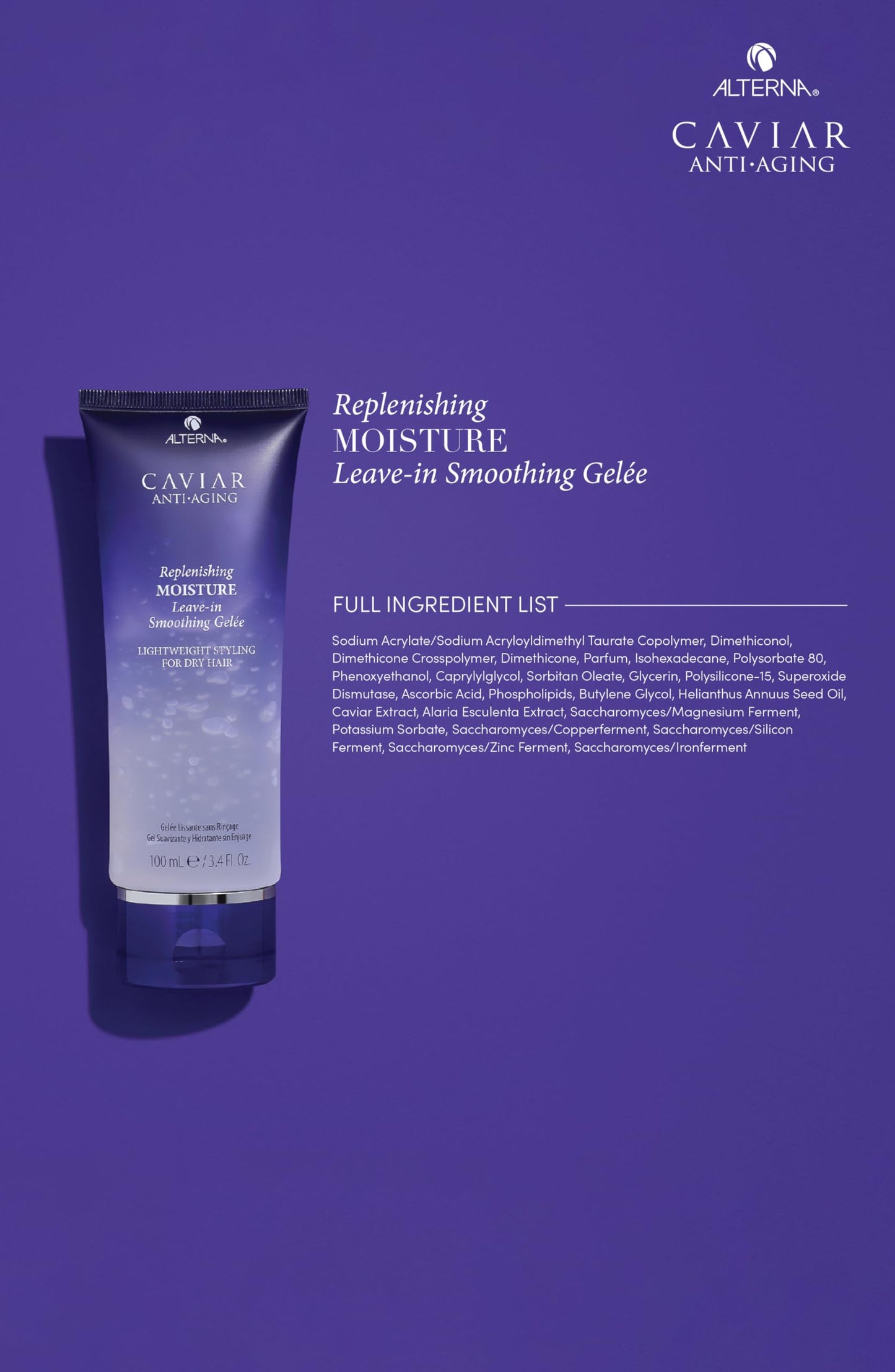 Dark Slate Blue Alterna Caviar Anti-Aging Replenishing Moisture Leave-in Smoothing Gelee, Lightweight Styling For Dry Hair,Sulfate Free ,3.4 Fl Oz (Pack of 1)