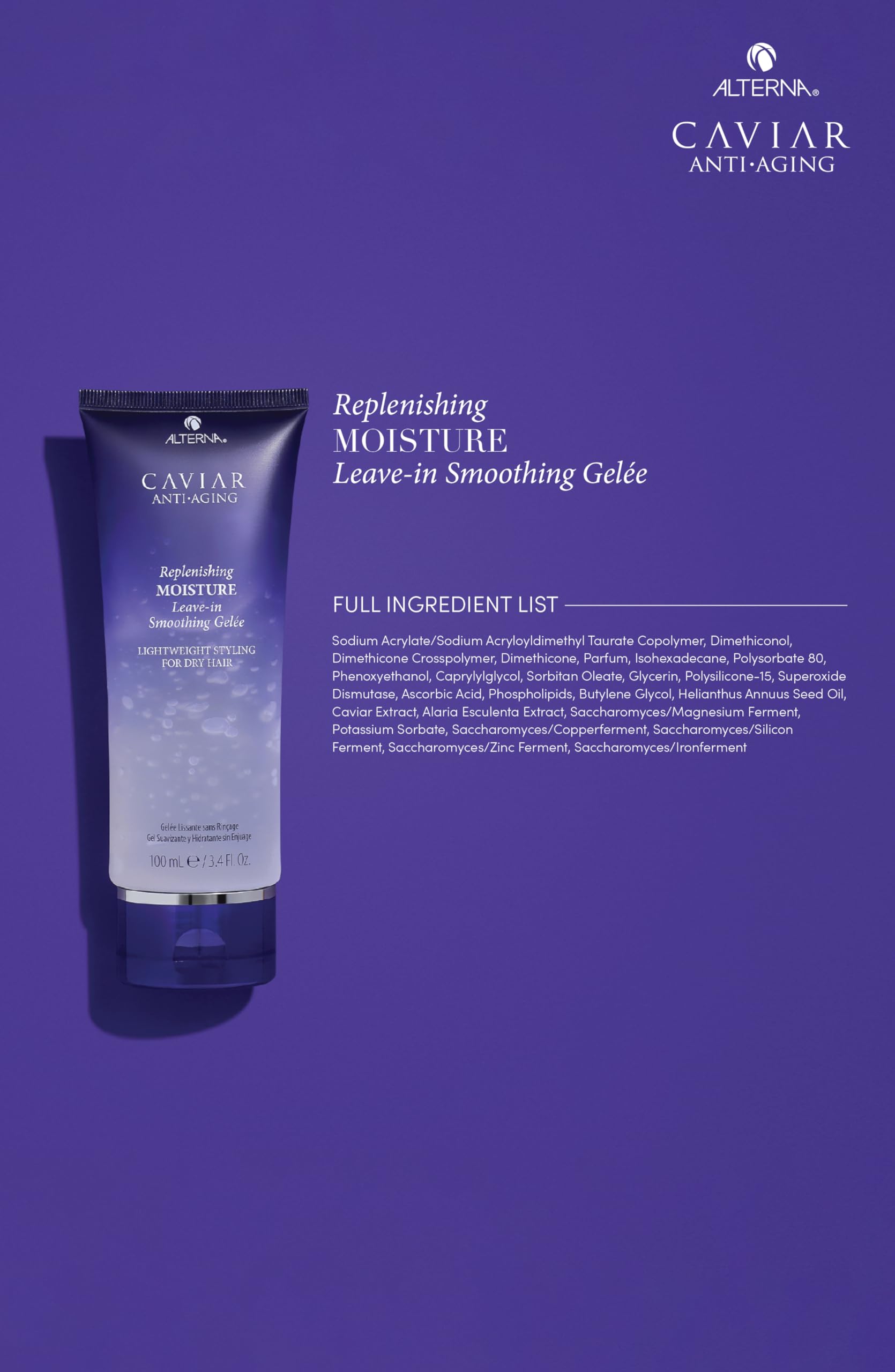 Dark Slate Blue Alterna Caviar Anti-Aging Replenishing Moisture Leave-in Smoothing Gelee, Lightweight Styling For Dry Hair,Sulfate Free ,3.4 Fl Oz (Pack of 1)