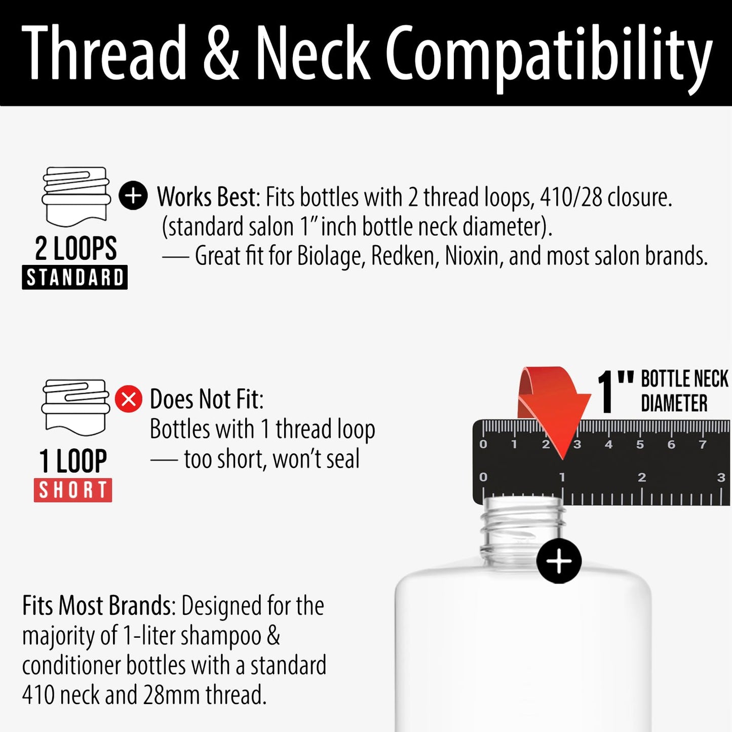 White Smoke Bar5F Pumps for Shampoo Conditioner Lotion Body Wash, Fits 1" Inch Bottle Necks, 1 Liter 33.8-Ounce Bottles (Black and White)