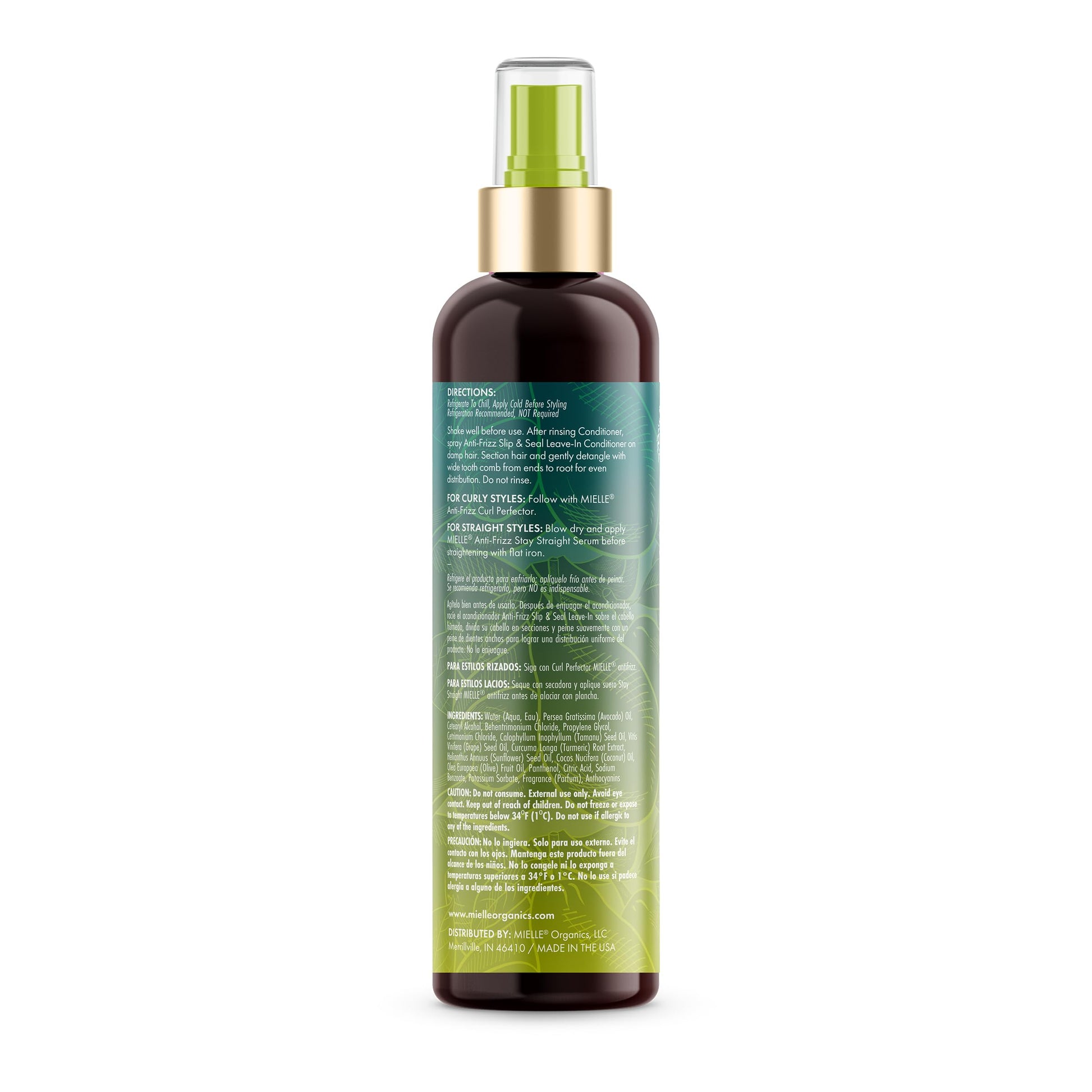 White Smoke Mielle Organics Avocado & Tamanu Hair Leave In Conditioner Spray for Frizz Control - Smoothing Detangler & Anti Frizz Treatment for Dry, Damaged Styles - Nourishes Scalp for Soft, Shiny Strands - 8 oz