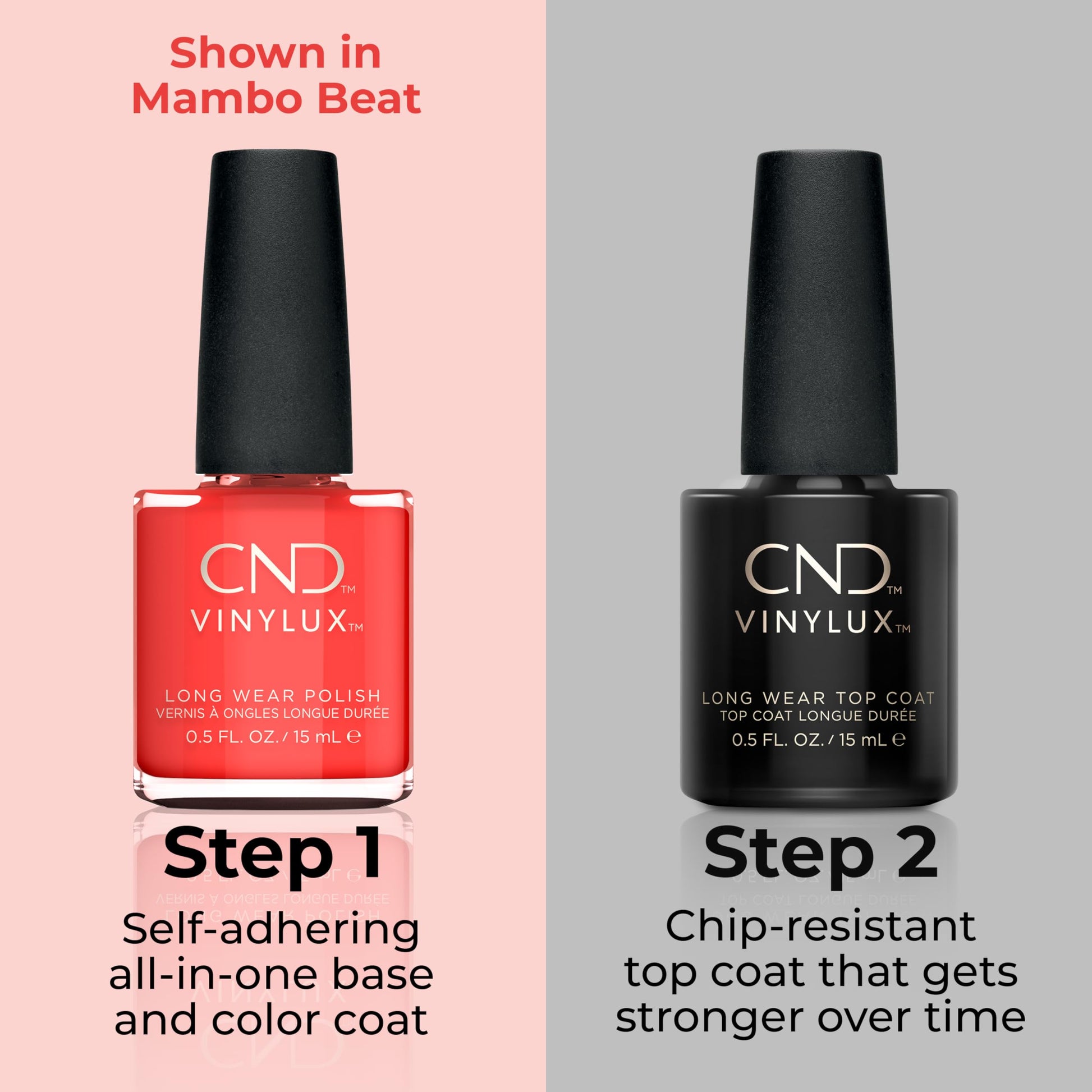 Gray CND Vinylux Longwear Coral Nail Polish, Gel-like Shine & Chip Resistant Color, Mambo Beat, 0.5 fl. oz