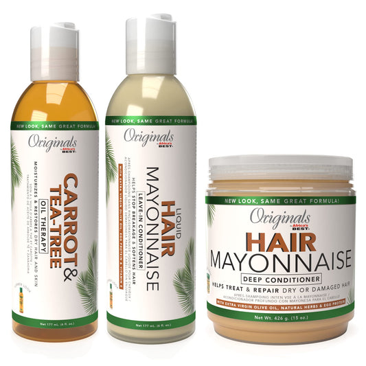White Smoke Originals by Africa's Best Holy Grail Treatments Bundle Includes: Hair Mayonnaise, Carrot Tea Tree Oil Therapy, Olive & Shea Leave In Conditioner, Everything Needed to Bring Hair Back To Life
