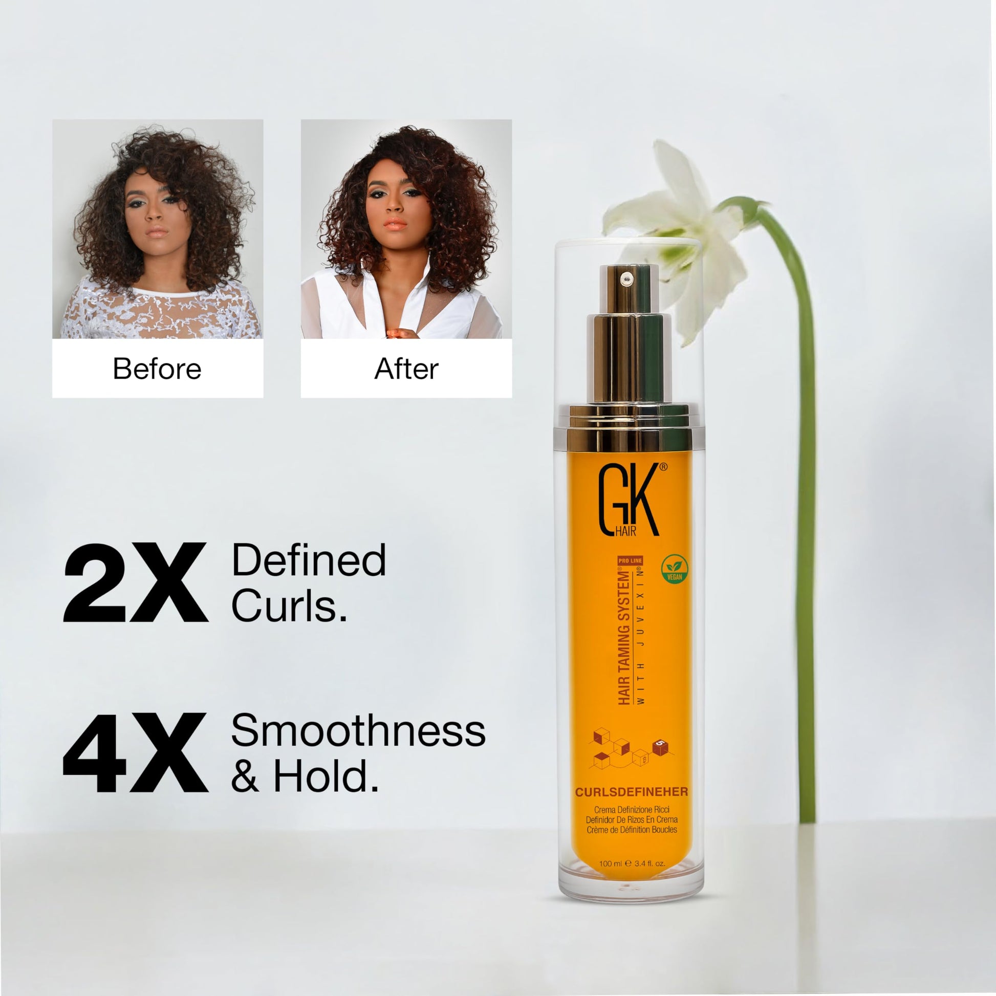Lavender GK HAIR Global Keratin CurlsDefineHer (3.4 Fl Oz/100ml) Curl Defining Cream Curl Activator/Moisturizing Cream, Frizz Control for Natural Hair (3.4 fl. oz)