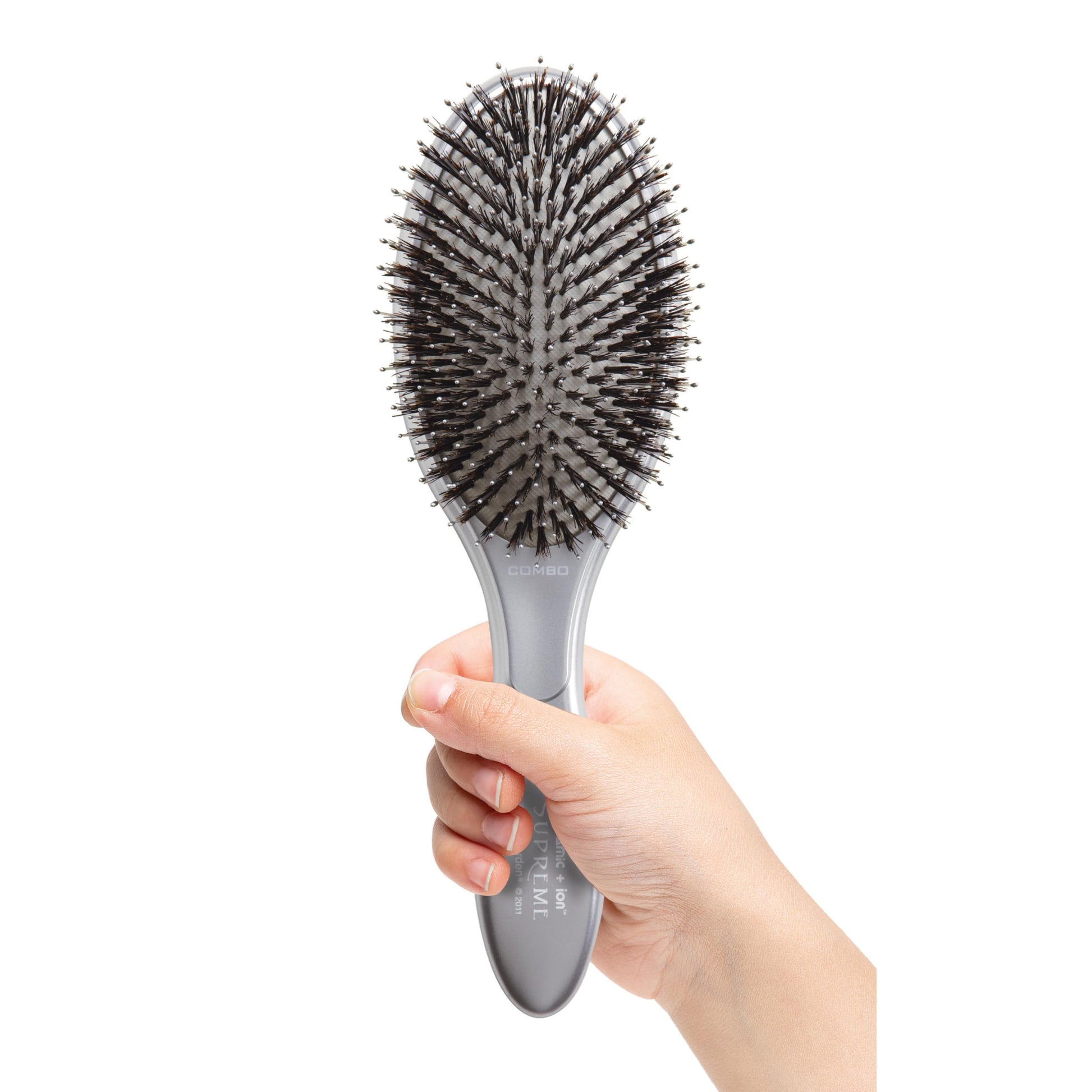 White Smoke Olivia Garden Ceramic + Ion Supreme Paddle Hair Brush for Men and Women - Professional Boar Bristle Hair Brush for All Hair Lengths - Frizz-Free Results