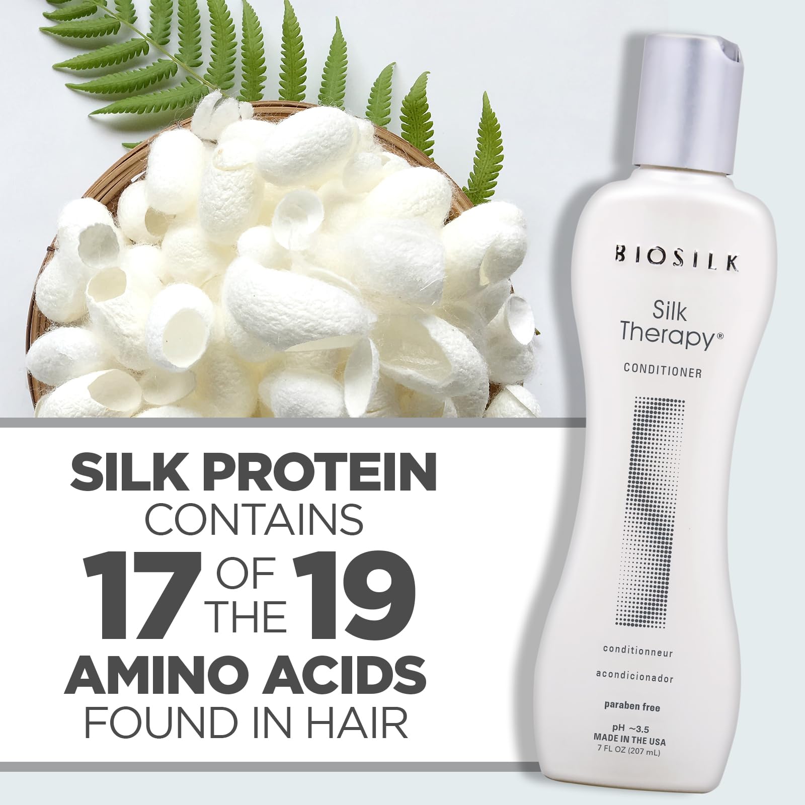 White Smoke BioSilk Silk Therapy Conditioner, Moisturizes & Conditions Hair For Incredible Shine, Sulfate, Paraben, & Cruelty-Free, 7 Oz