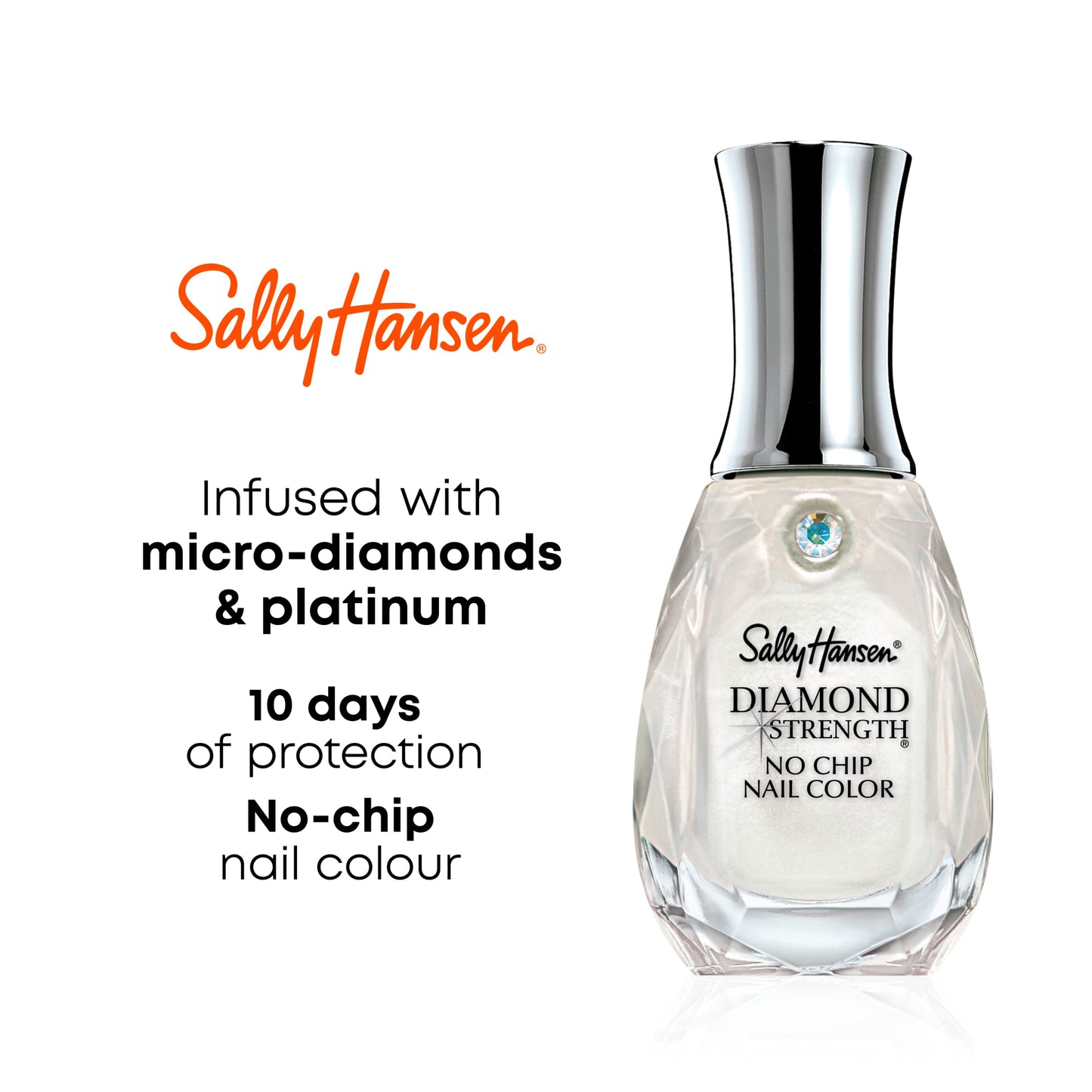 White Smoke Sally Hansen Diamond Strength, Champagne Toast, Nail Growth, Protective Layer, Sheer, Shimmery Pink Nail Polish
