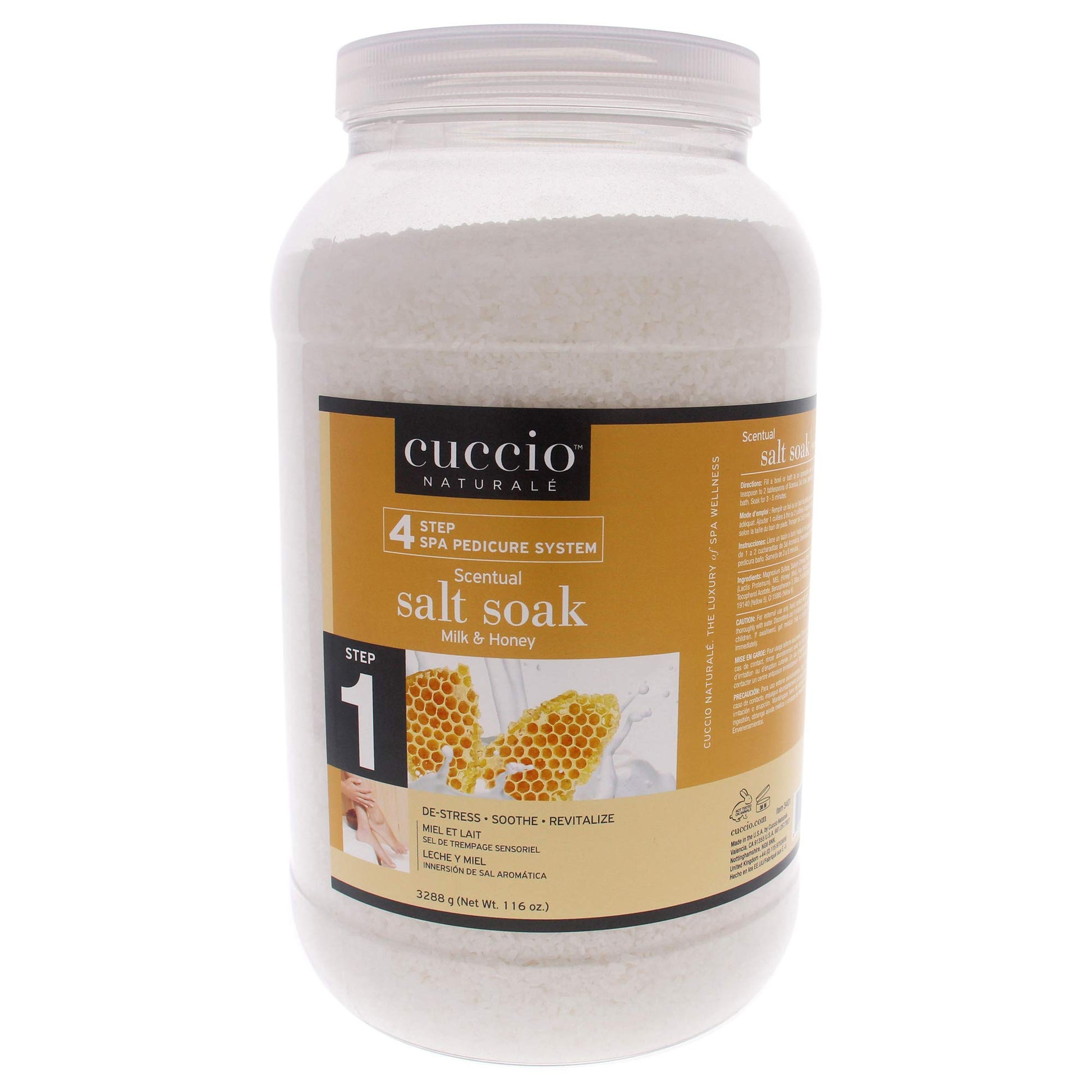 White Smoke Cuccio Luxury Spa Scentual Salt Soak – Milk and Honey Bath Salts for Hands, Feet, and Body – Soothing and Revitalizing – 116 Ounces