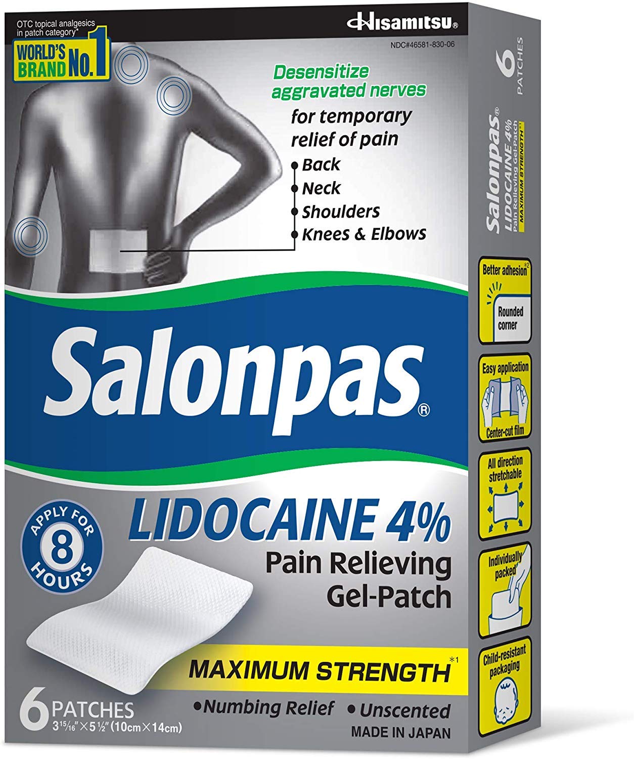 White Smoke Salonpas LIDOCAINE (5 Pack Bundle) Pain Relieving Maximum Strength Gel Patch!