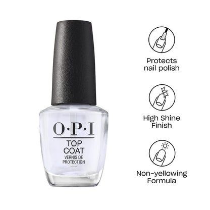 White Smoke Bundle of OPI Nail Lacquer, Funny Bunny, White Nail Polish, 0.5 fl oz + OPI Top Coat, Protective High Gloss Shine Nail Polish Top Coat, 0.5 fl oz