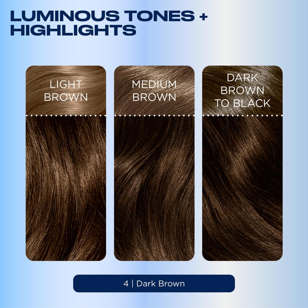 Black Clairol Nice'n Easy Permanent Hair Dye, 4 Dark Brown Hair Color, Pack of 3