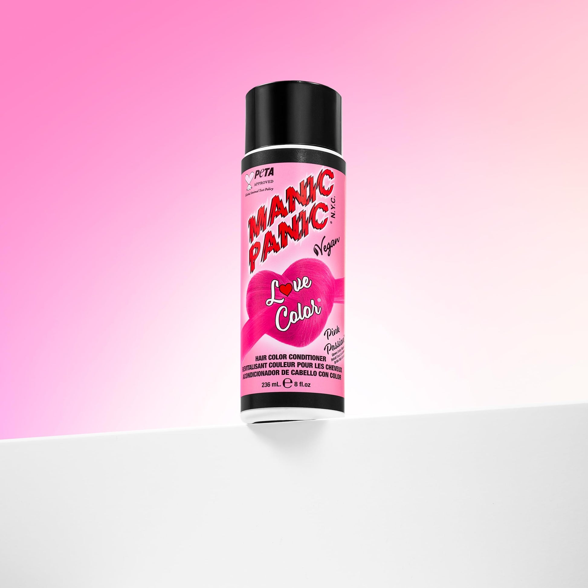 White Smoke MANIC PANIC Cool Bright Neon Pink Color Depositing Conditioner - Love Color Hair Conditioner Keeps Hair Vibrant, Nourished & Refreshed - Formulated with Shea Butter & Quinoa - Pink Passion (8oz)