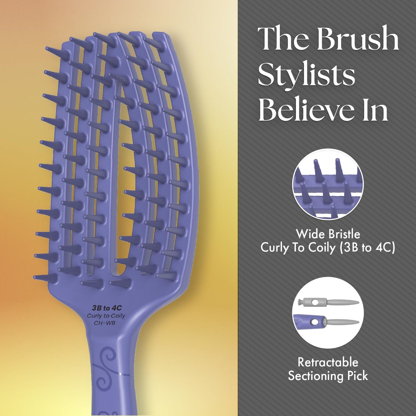Dim Gray Olivia Garden CurlyHair Brush for Wet or Dry Hair - Curly Hair Brush for Detangling, Product Layering, Curl Encouragement, Scalp Care - 4-Piece Box Set (CH-DB, CH-SB, CH-WB, CH-PC)