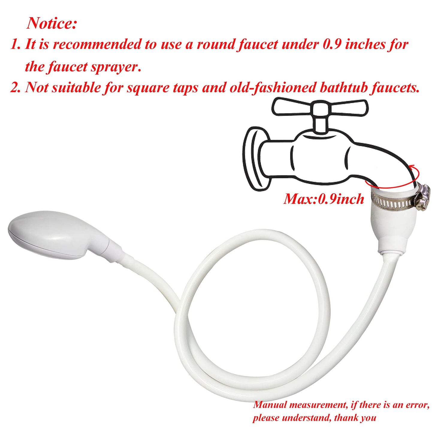 White Smoke U-BCOO Sink Spray Rubber Hose Portable Shampoo Sprayer (1M hose)