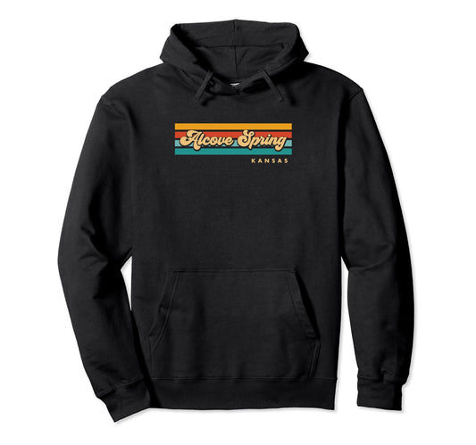 Black Vintage Sunset Stripes Alcove Spring, Kansas Pullover Hoodie