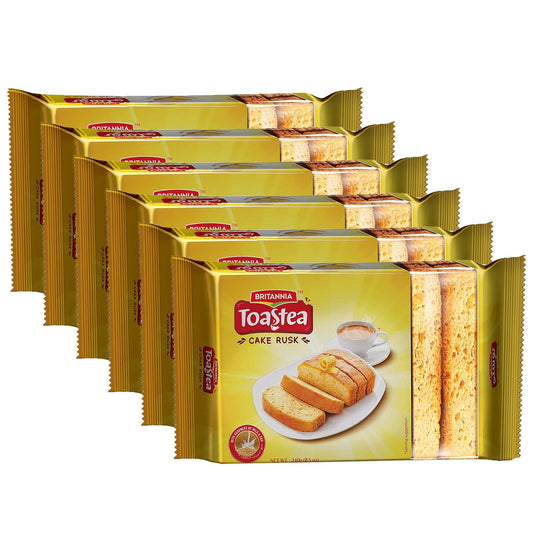 White Smoke BRITANNIA Premium Cake Rusk 8.46oz (240g) | Pack of 6 | Crispy Tea Snack | Goodness of Milk and Egg | Delicious, Light & Crispy Toasted Bread