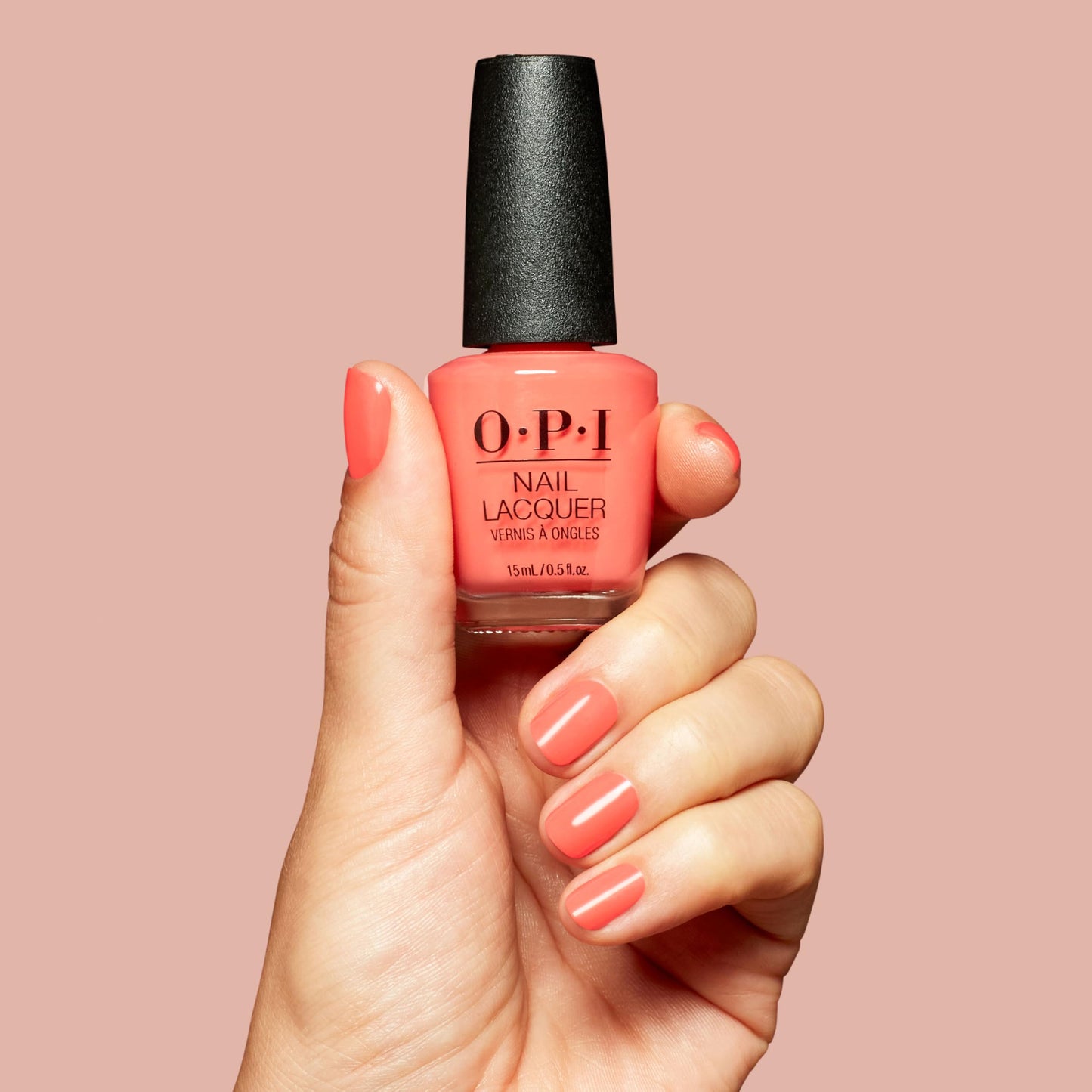 Light Pink OPI Nail Lacquer Shrimp Cocktail | Opaque Medium Warm Sunset Orange Crème Chip Resistant Nail Polish | The New OPIcons Collection | Spring 2026