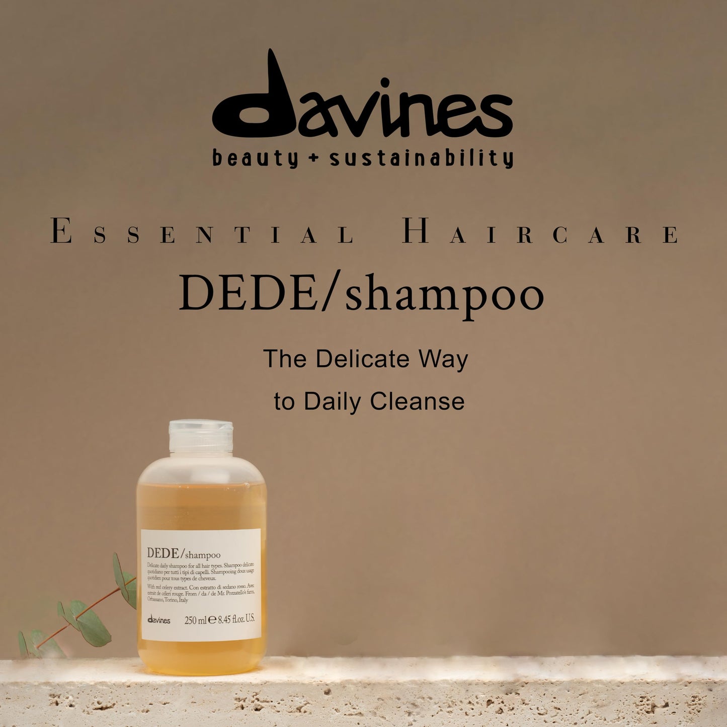 Dim Gray Davines DEDE Shampoo, Delicate Soft Lather Daily Cleanser for Medium Fine & Fine Hair - Gently Removes Impurities to Make Hair Light, Shiny, and Soft with Red Celery Extract, 8.45 Fl Oz