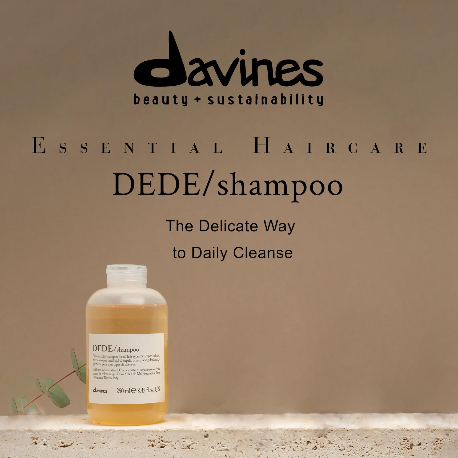 Dim Gray Davines DEDE Shampoo, Delicate Soft Lather Daily Cleanser for Medium Fine & Fine Hair - Gently Removes Impurities to Make Hair Light, Shiny, and Soft with Red Celery Extract, 8.45 Fl Oz
