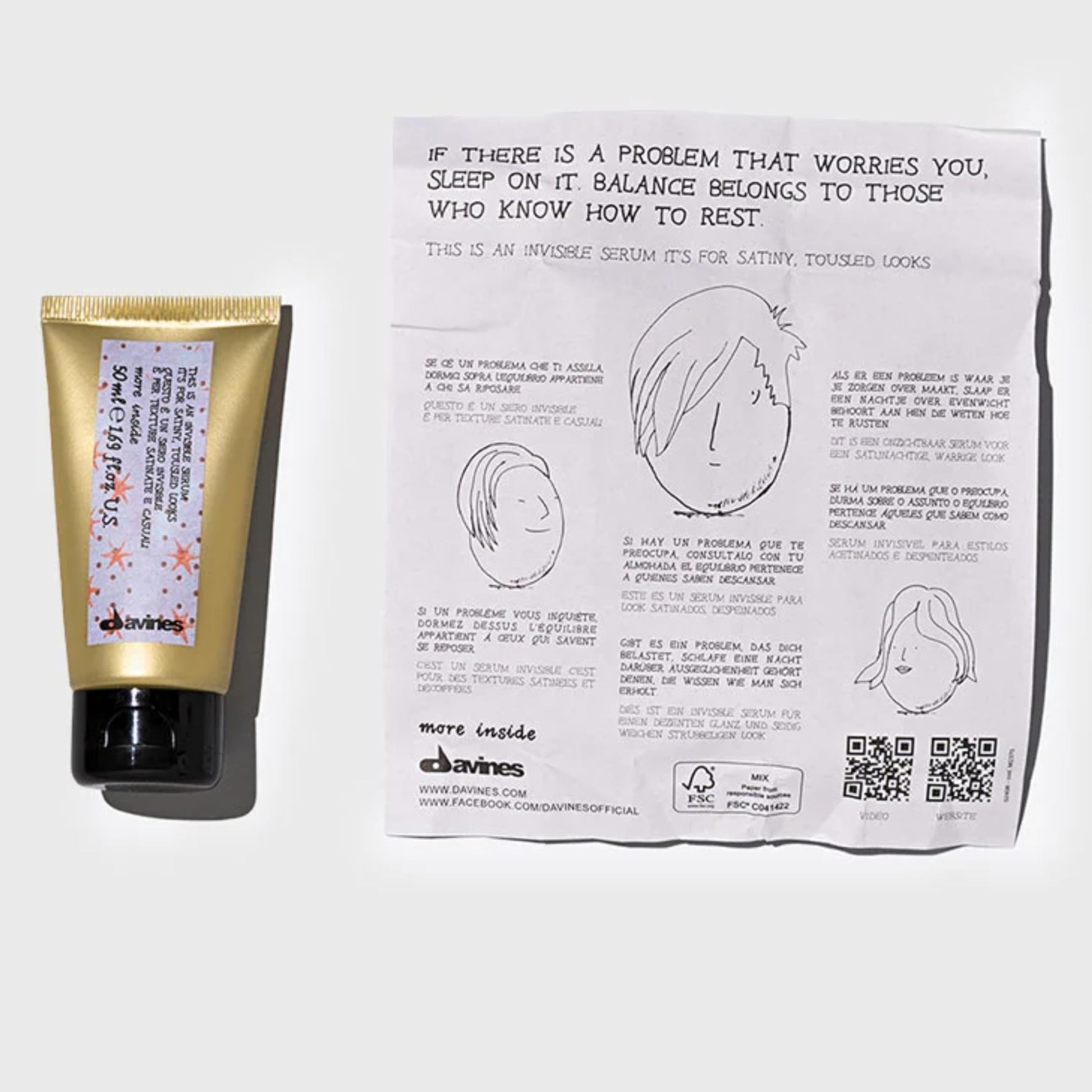 Light Gray Davines This Is An Invisible Serum, Light Hold Anti-Frizz & Satiny Look - Soft Texture & Separation - Creates Casual "Undone" Styles, Travel Size, 1.69 Fl Oz