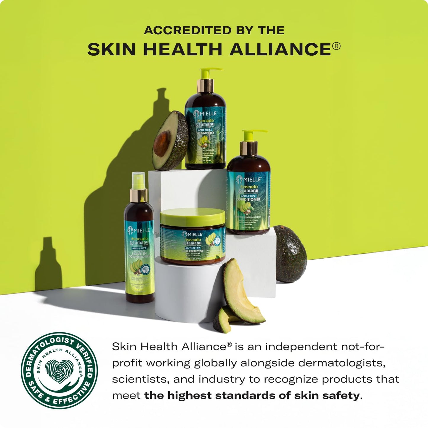 Dark Khaki Mielle Organics Avocado & Tamanu Anti Frizz Conditioner for Women & Men - Detangling, Moisturizing & Smoothing Treatment - Frizz Control Detangler for Textured & Dry Hair - Prep for Styling, 12floz