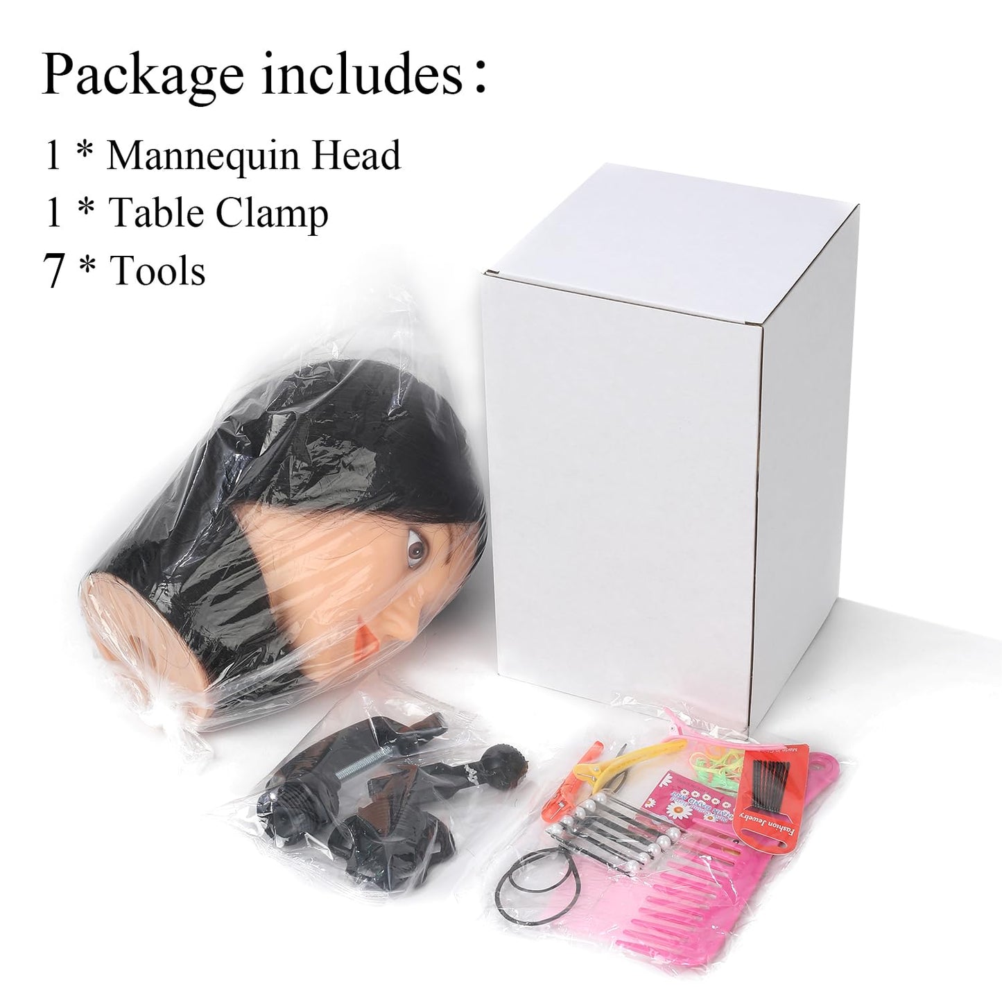 White Smoke Armmu Mannequin Head with Hair 80% Human Hair Doll Head 26"-28" Hairdresser Practice Training Head Cosmetology Manikin with 9 Tools and Clamp - #4 Brown