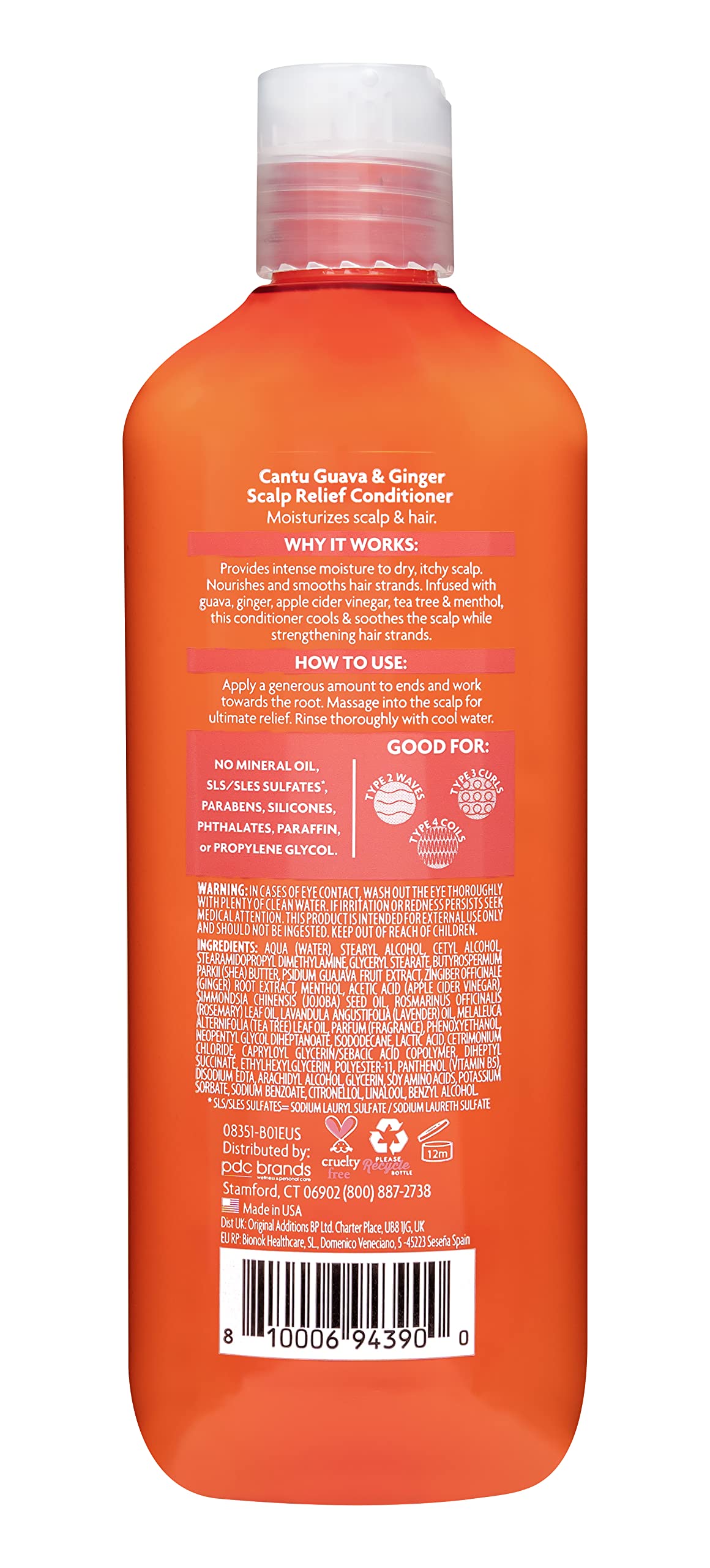 White Smoke Cantu Guava Scalp Relief Conditioner, for Natural Curls, Coils & Waves, 13.5 fl oz (400 ml)
