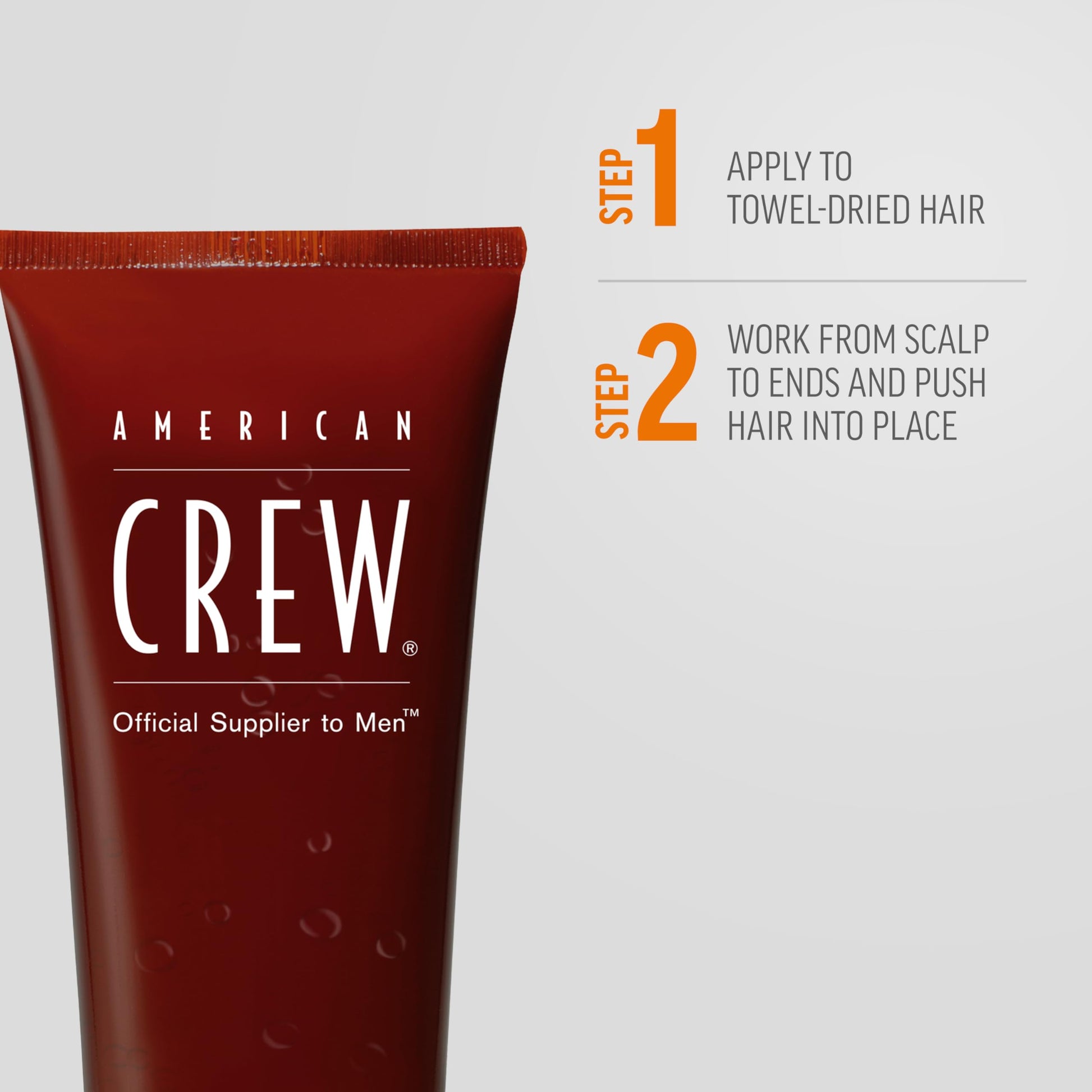 Light Gray American Crew Men's Hair Styling Gel, Firm Hold, Non-Flaking, 8.4 fl oz
