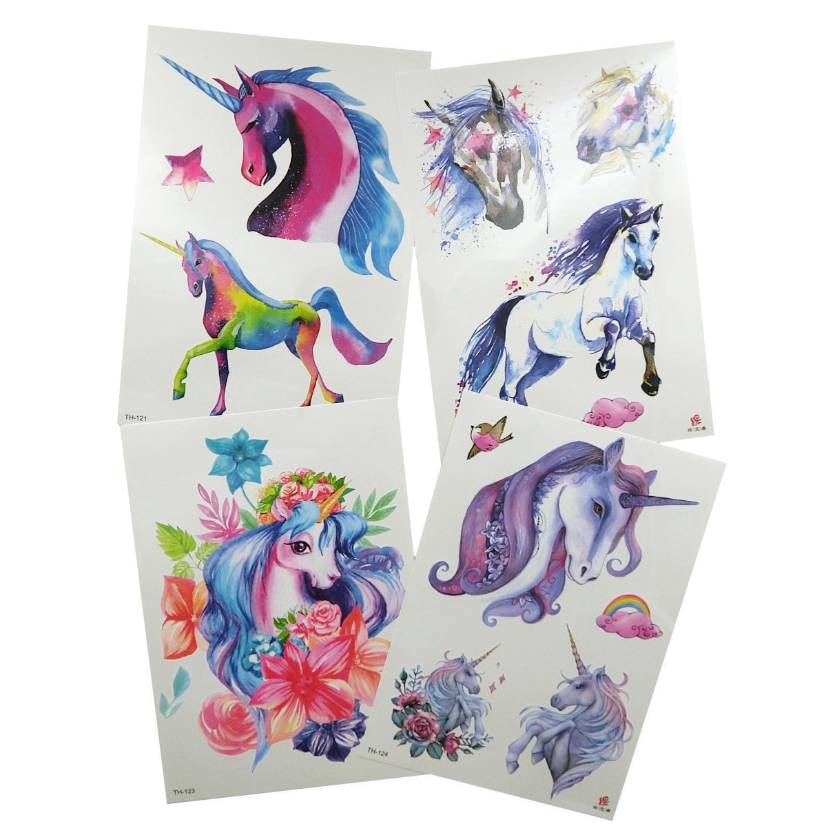White Smoke Oottati 8 Sheets Temporary Tattoo Stickers Arm Leg Fake, Hand Paint Fairy Tales Horse Wing Unicorn Pegasus for Women