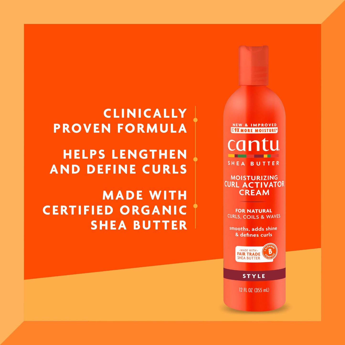 Orange Red Cantu Shea Butter for Natural Hair Moisturizing Curl Activator Cream, 12 Fl Oz