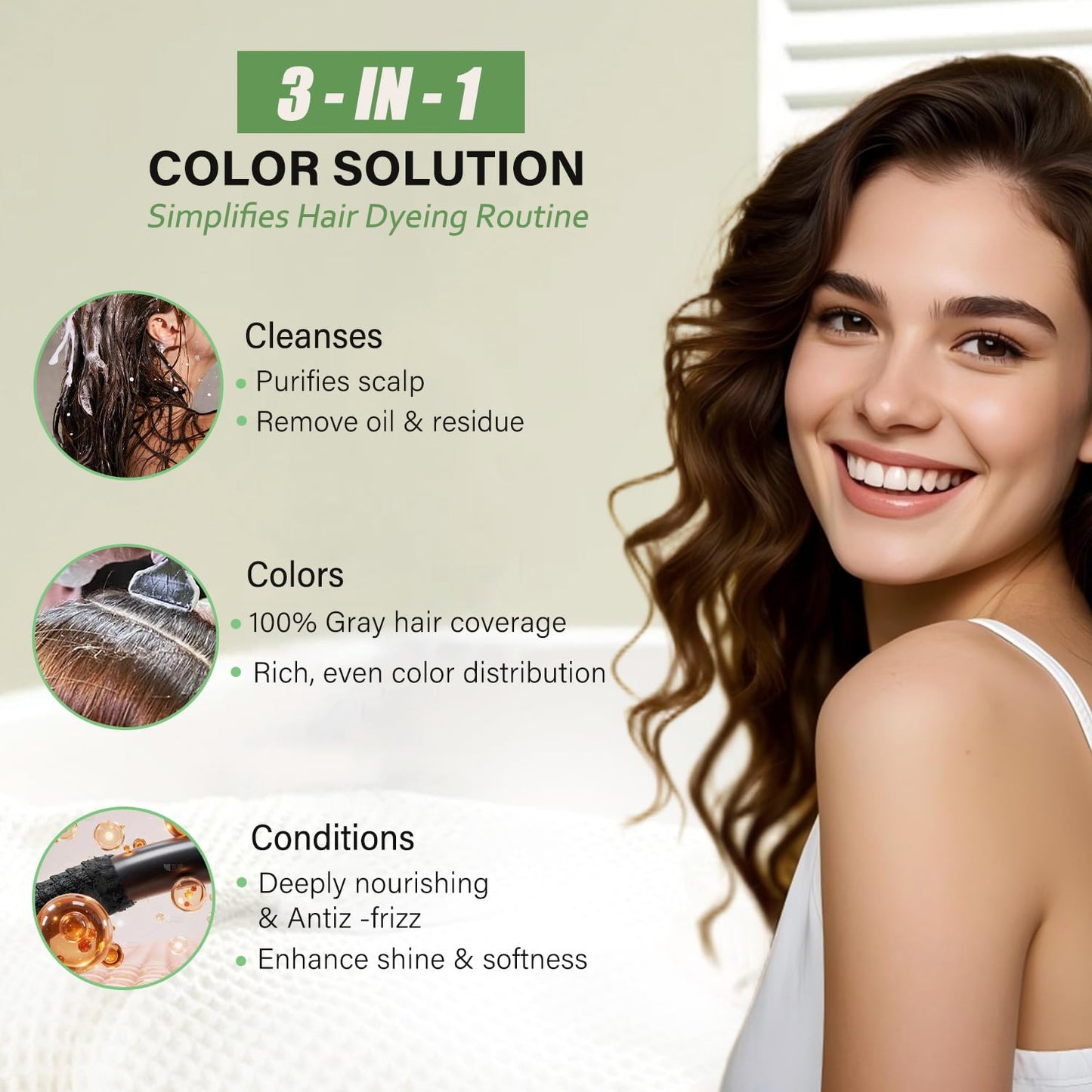 Light Gray Natural Chestnut Brown Hair Dye Shampoo 3 in 1, Instant Brown Hair Shampoo, Hair Color Shampoo, Shampoo Para Canas Mejur & Champu Para Canas, Shampoo Hair Dye (Chestnut Brown)