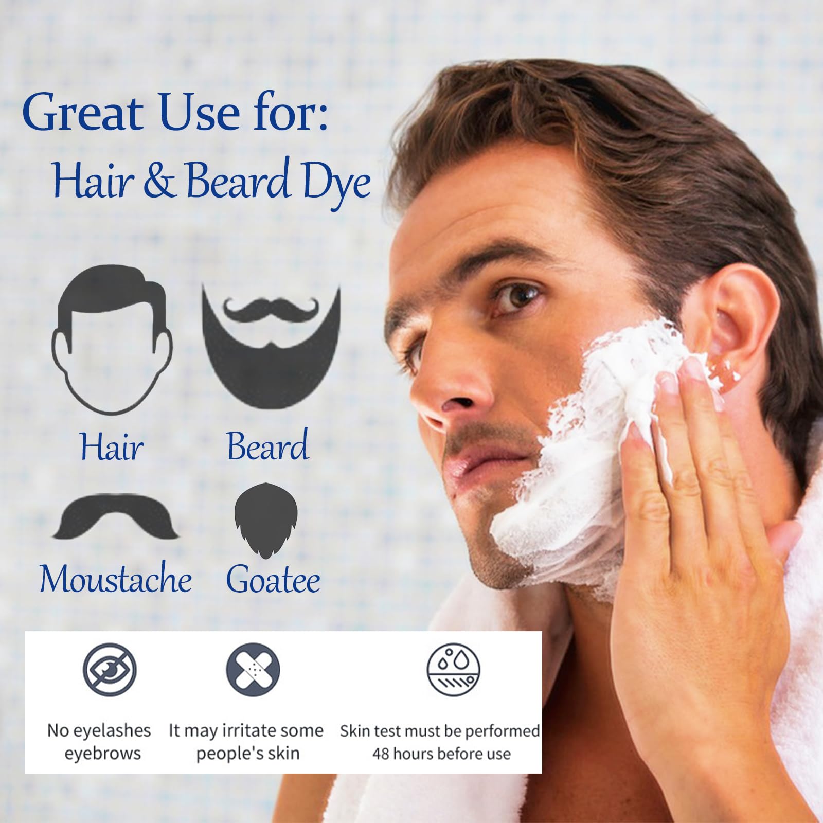 Light Gray Onilyua Men's 3 in 1 Black Beard Dye Shampoo, Simpler Color for Men's Beard & Mustaches, Long Lasting Gray Reducing 200 ml