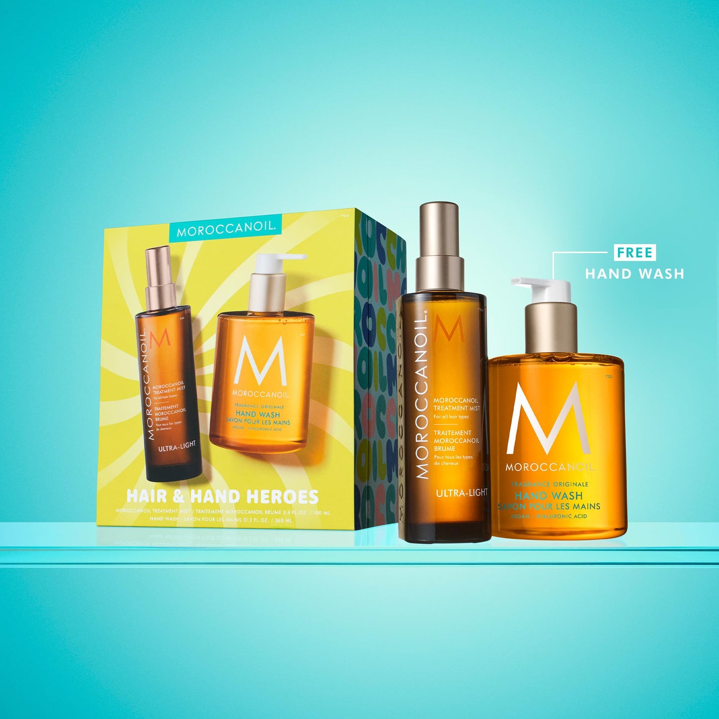 Medium Turquoise Moroccanoil Treatment Hair Oil Mist & Hand Wash Gift Set