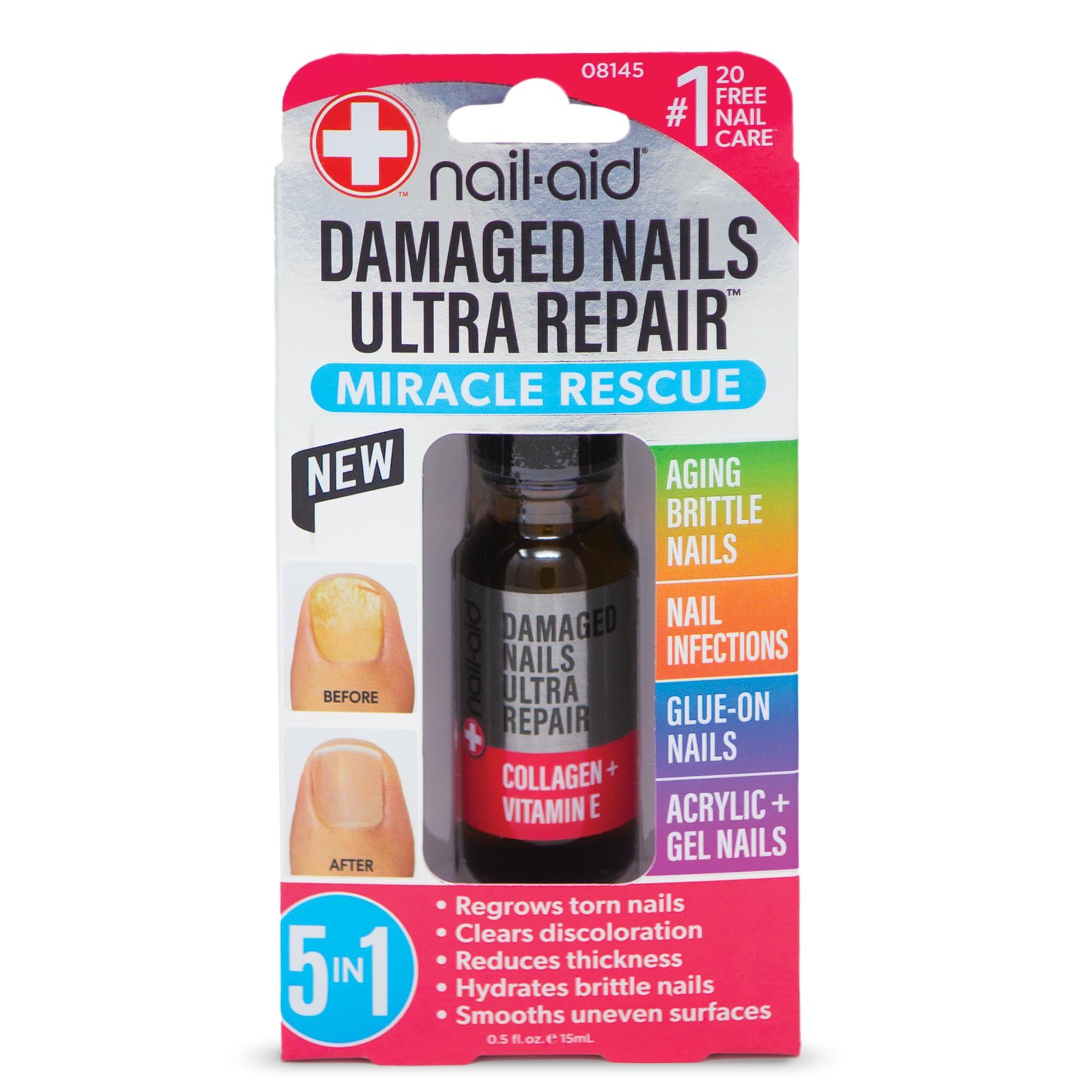 White Smoke Nail-Aid - 5-in-1 Damaged Nails Multi-Repair for Fingernails or Toenails